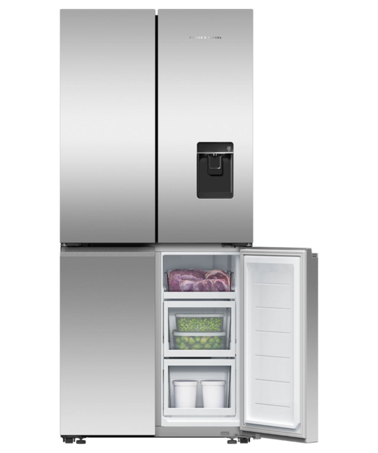 Fisher & Paykel RF500QNUX1 79cm Wifi Connected Plumbed Quad Door Frost Free Fridge Freezer - Stainless Steel thumbnail image