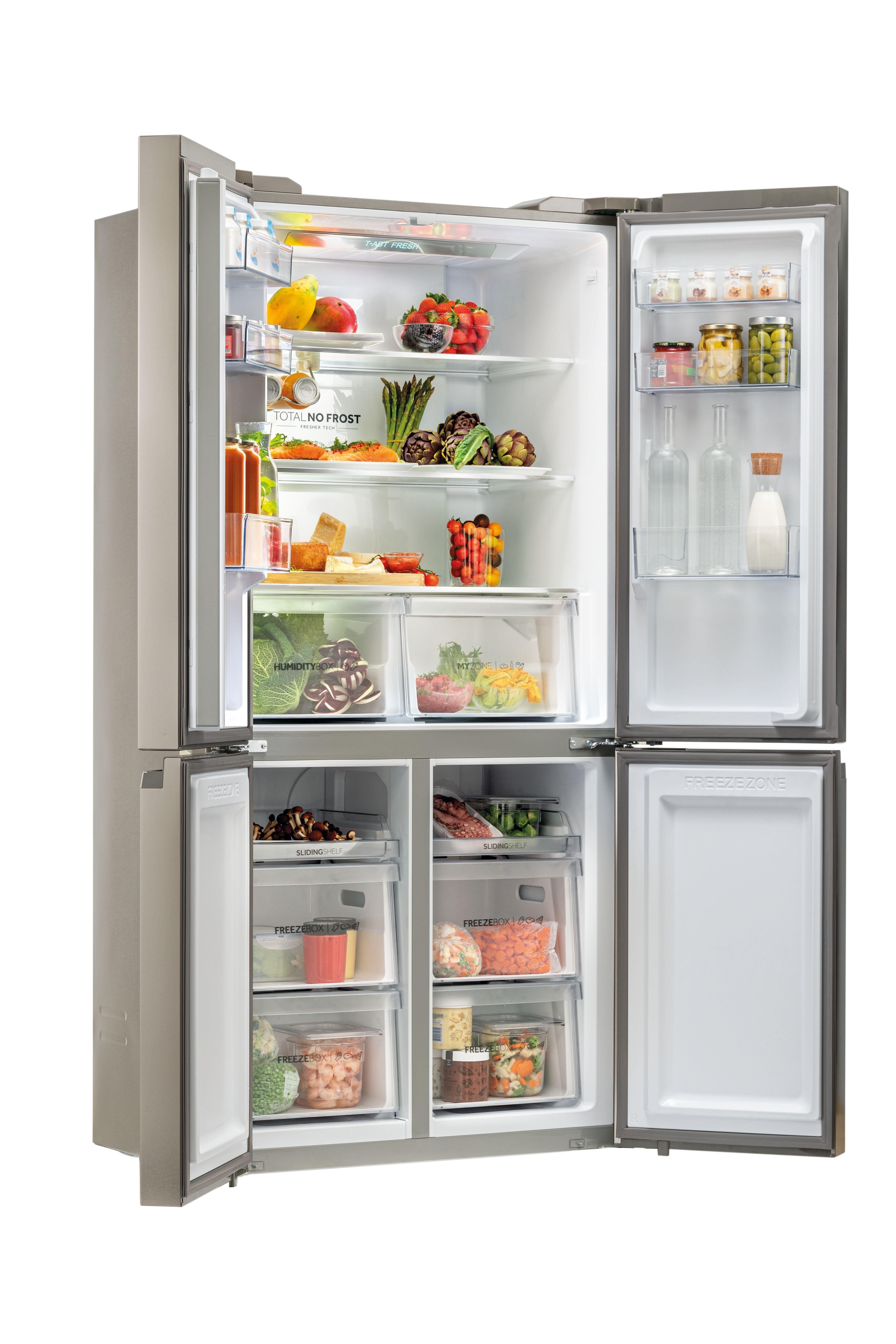 Haier HCR59F19ENMM 90.8cm 60/40 Frost Free American Fridge Freezer - Platinum Inox thumbnail image