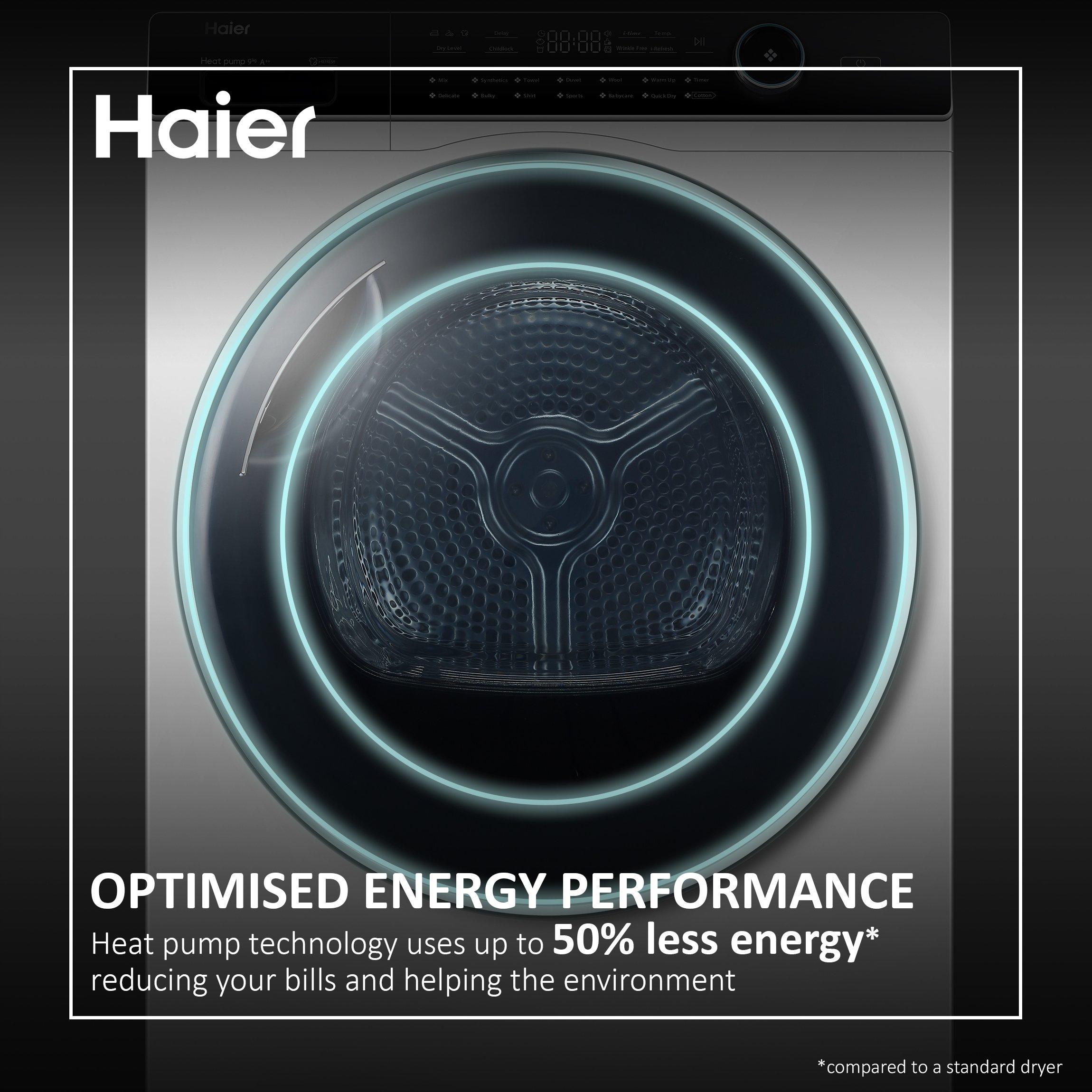Haier HD90-A3959 9kg Heat Pump Tumble Dryer - White thumbnail image