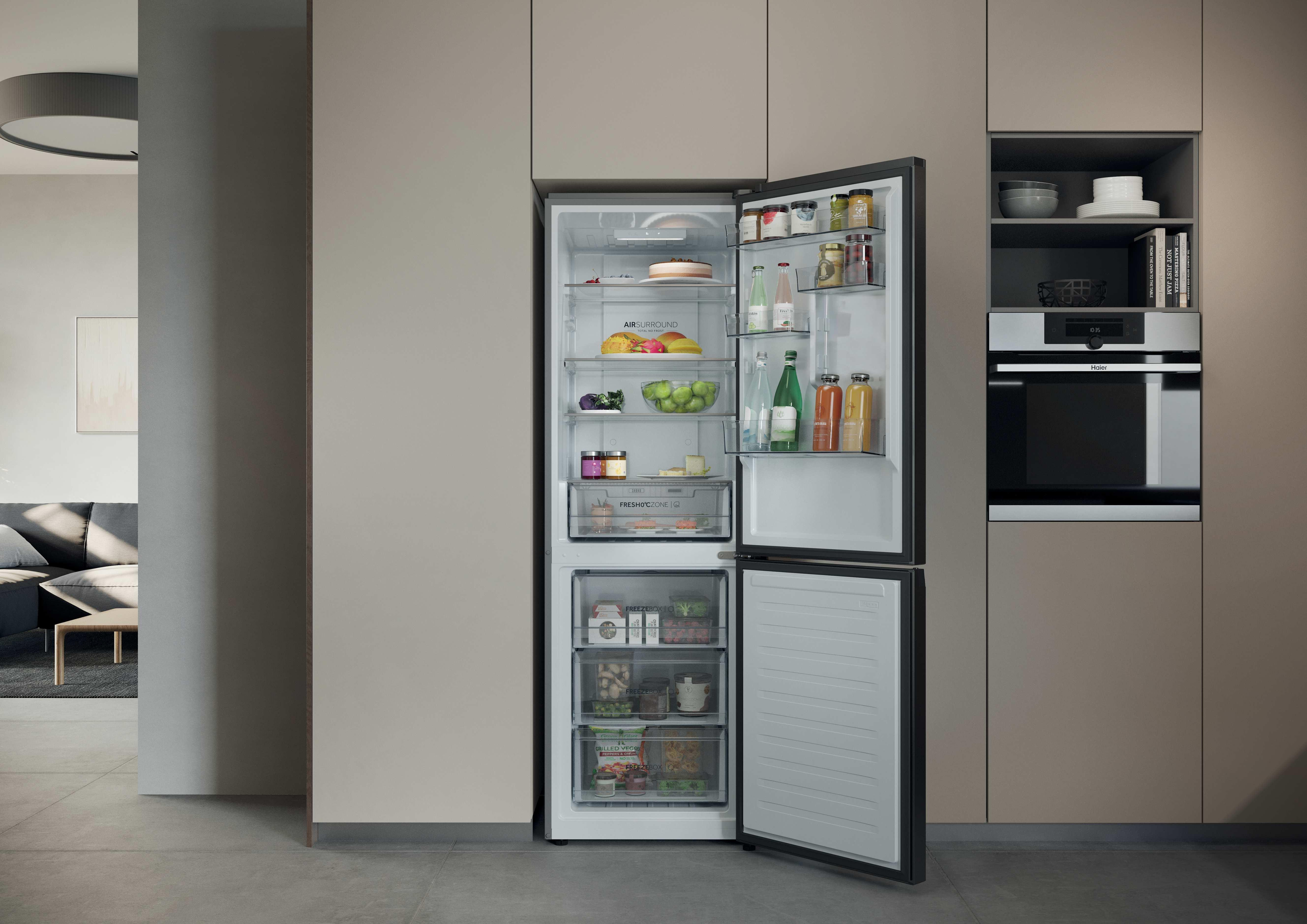 Haier 2D 60 Series 3 HDPR3618DNPK 355L Total No Frost Fridge Freezer - Stainless Steel thumbnail image