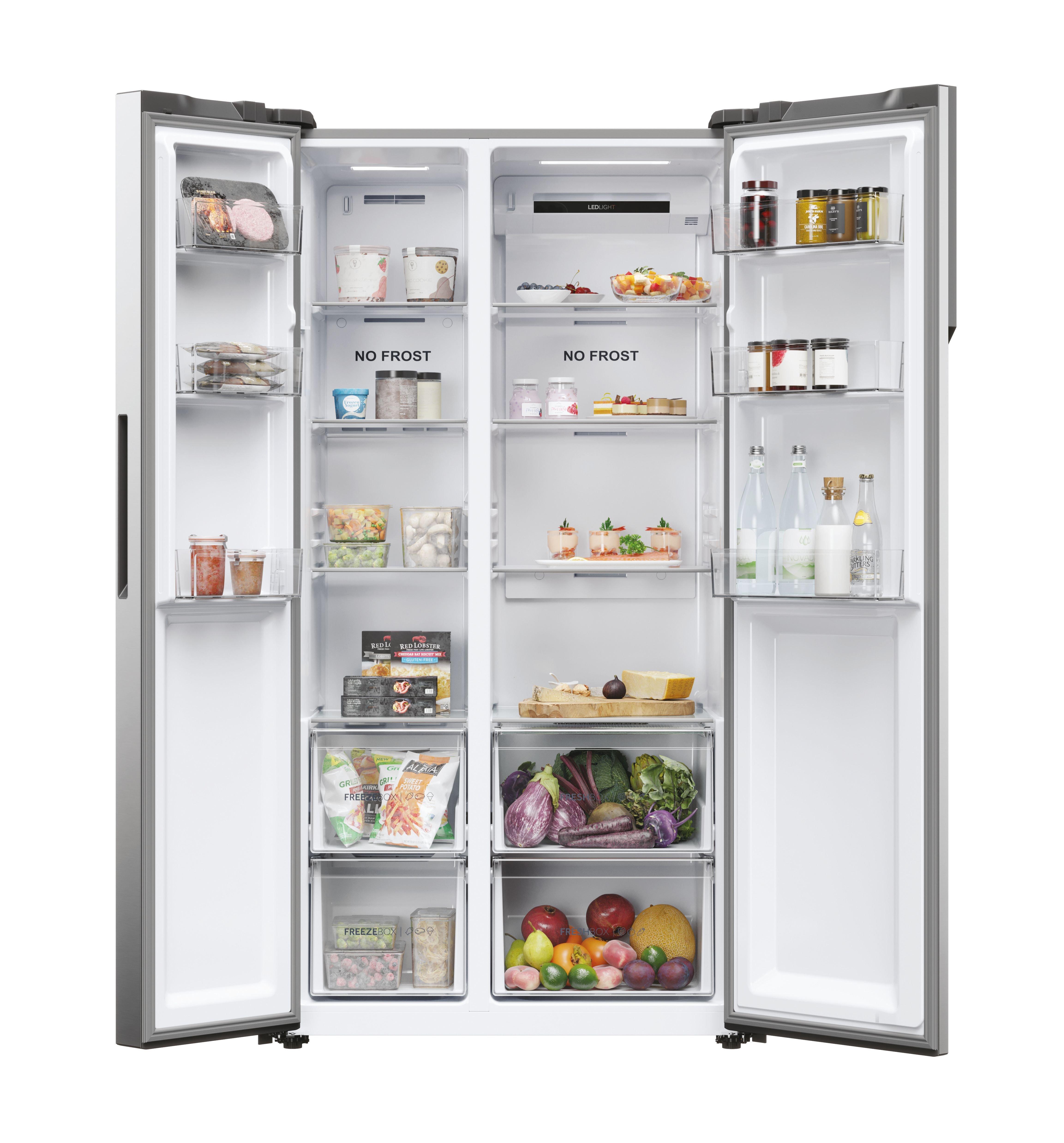 Haier HSR5918DNMP 90.5cm 70/30 Frost Free Fridge Freezer - Pt. Inox thumbnail image