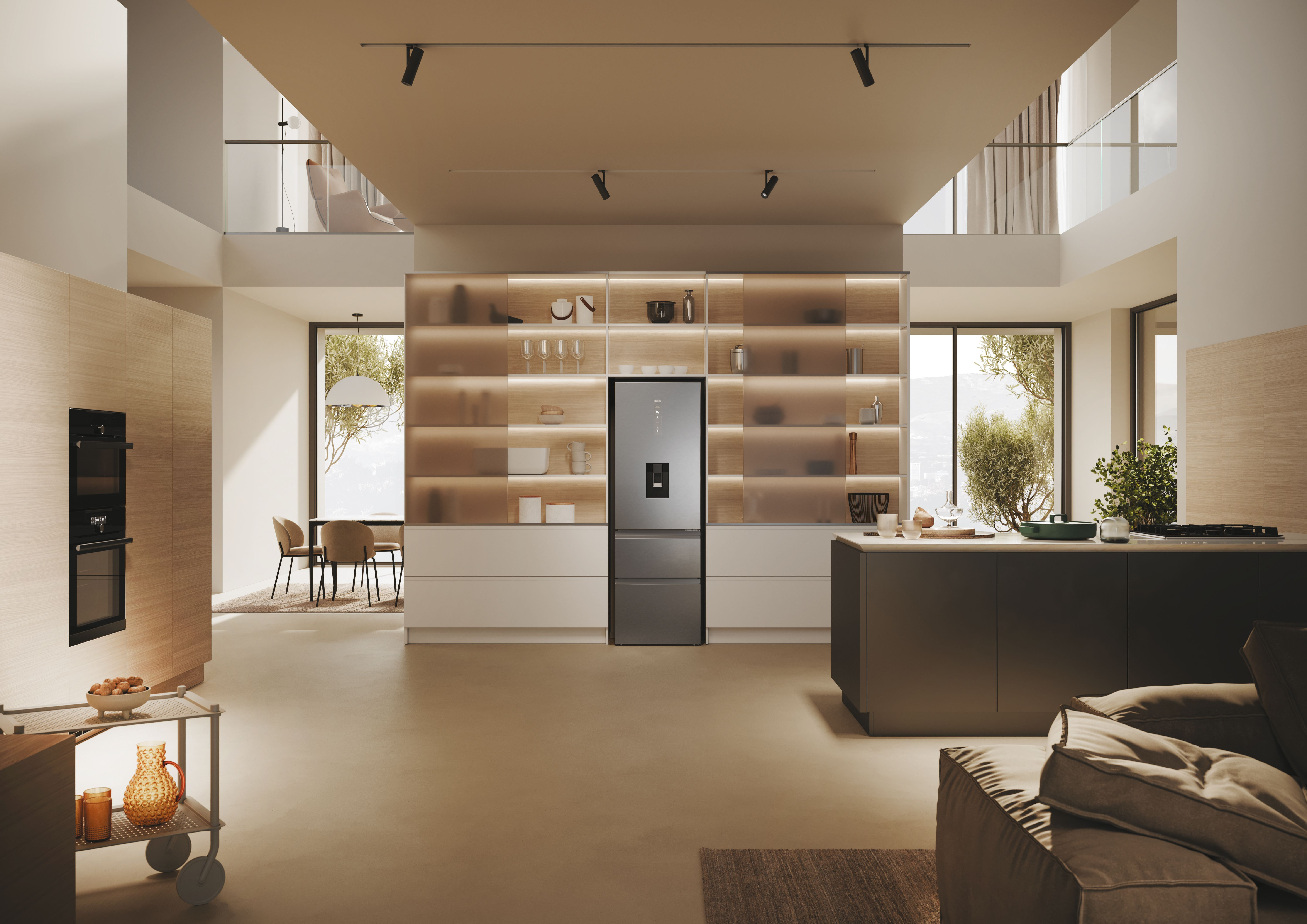 Haier HTW5618EWMG 60/40 Fridge Freezer - Silver thumbnail image