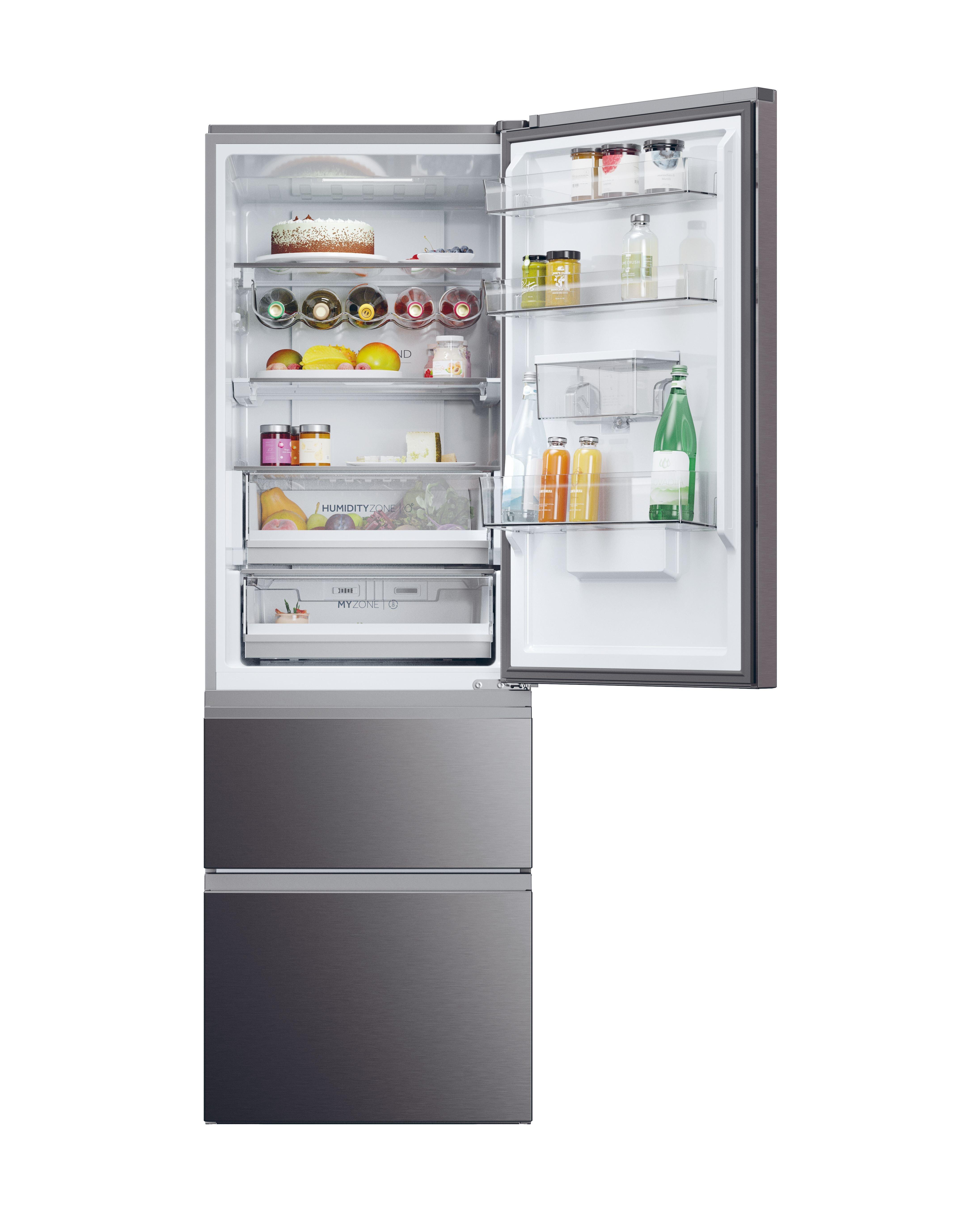 Haier HTW5618EWMP 59.5cm 3D Fridge Freezer - Inox thumbnail image