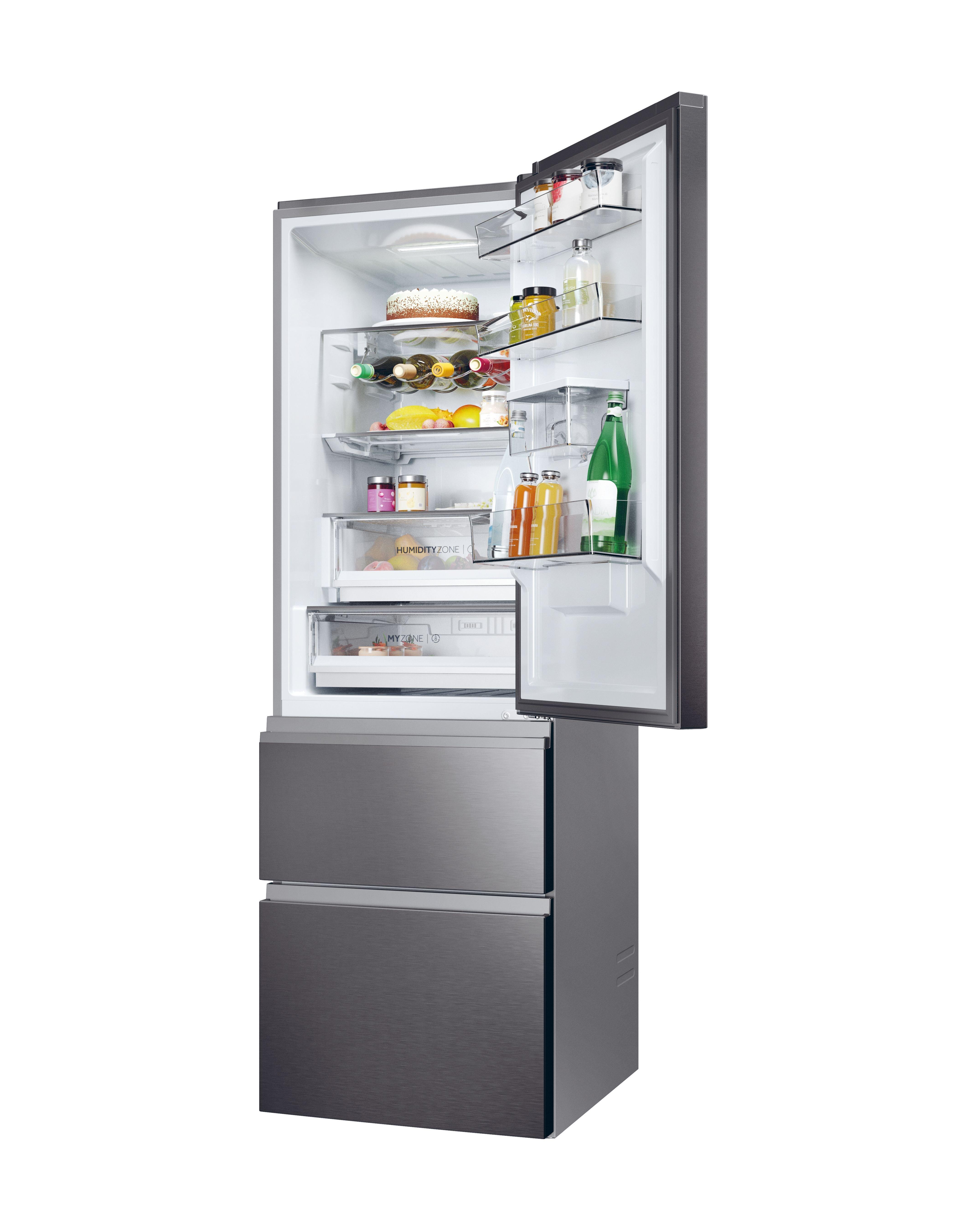 Haier HTW5618EWMP 59.5cm 3D Fridge Freezer - Inox thumbnail image