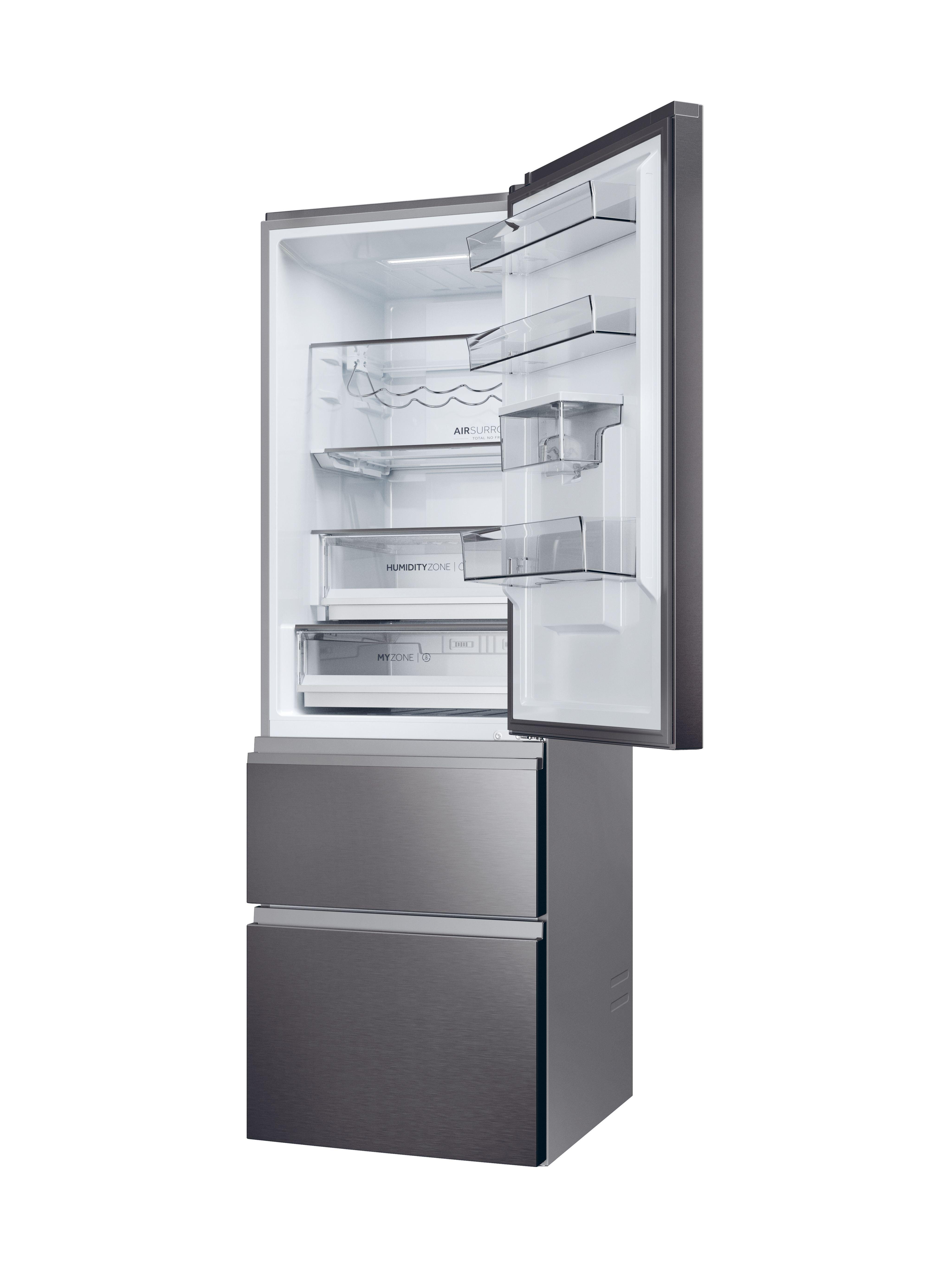 Haier HTW5618EWMP 59.5cm 3D Fridge Freezer - Inox thumbnail image