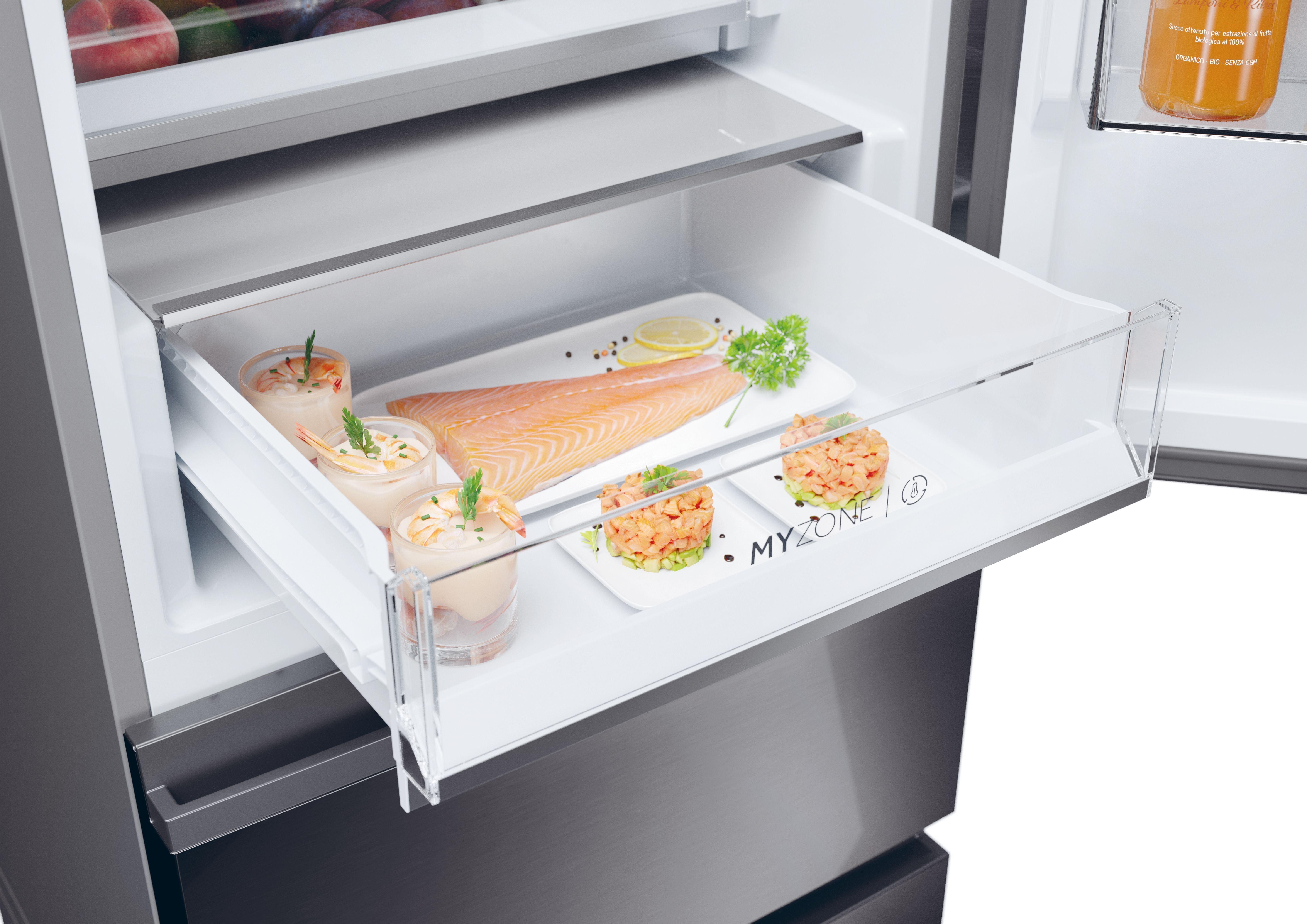Haier HTW5618EWMP 59.5cm 3D Fridge Freezer - Inox thumbnail image