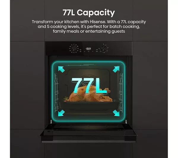 Hisense BI622ABPGUK  Built In Electric Single Steam, Plug & Play Oven - Jet Black thumbnail image