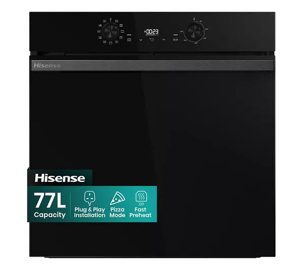 Hisense BI622ABPGUK  Built In Electric Single Steam, Plug & Play Oven - Jet Black thumbnail image