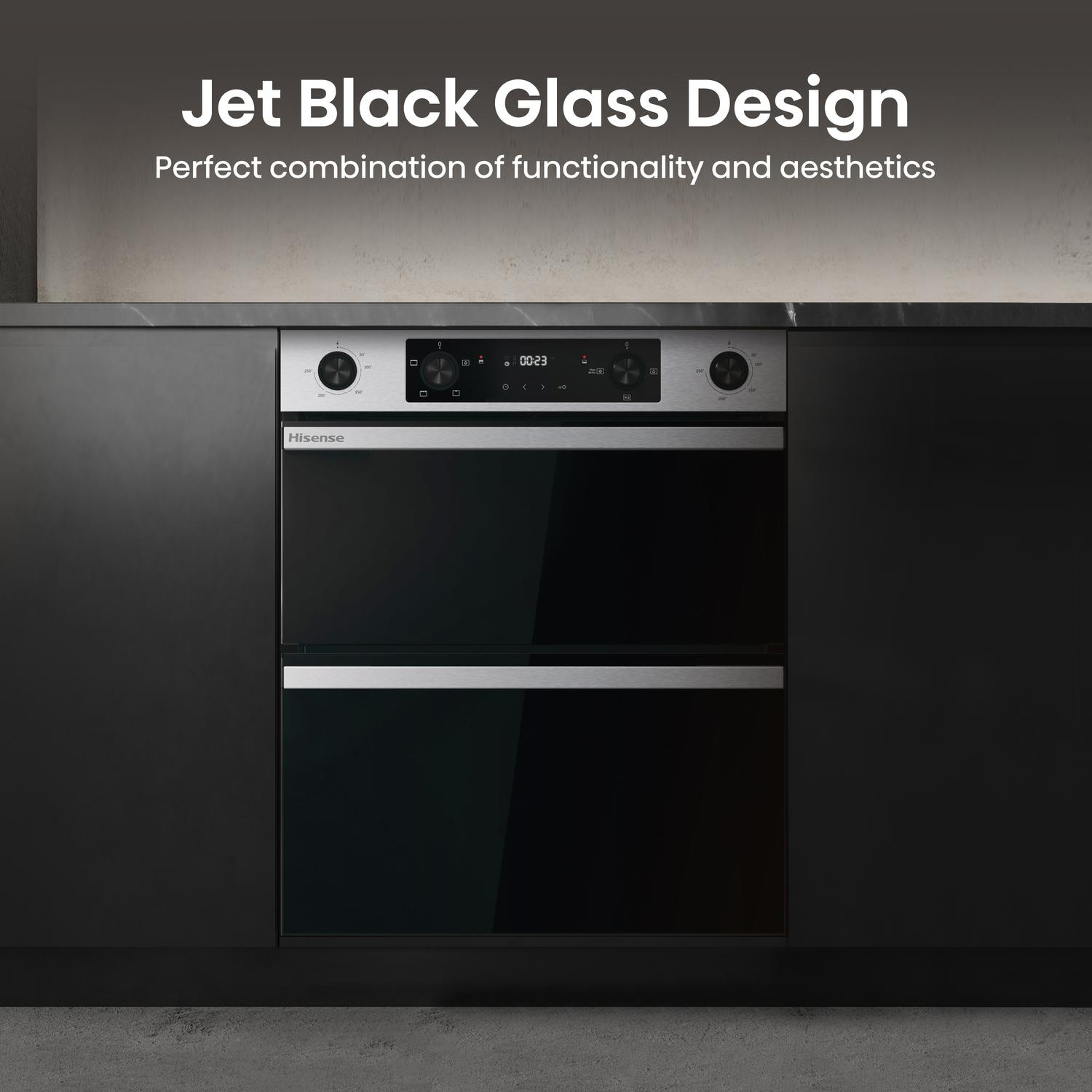 Hisense BUD714221CX 59.4cm Built Under Electric Double Oven - Black & Stainless Steel thumbnail image