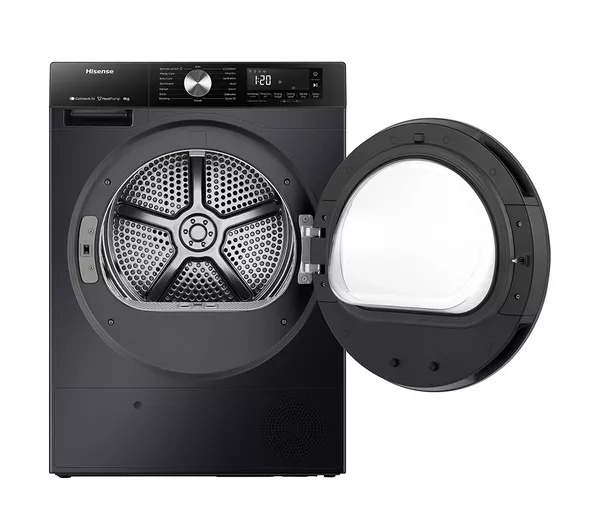 Hisense 3S Series DH3S802BB3 WiFi-enabled 8kg Heat Pump Tumble Dryer - Black thumbnail image