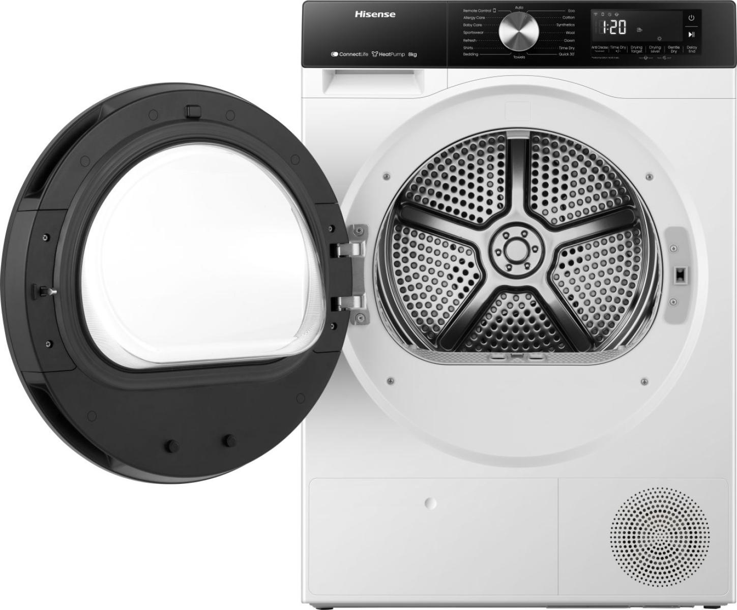 Hisense 3S Series DH3S802BW3 WiFi-enabled 8kg Heat Pump Tumble Dryer - White thumbnail image