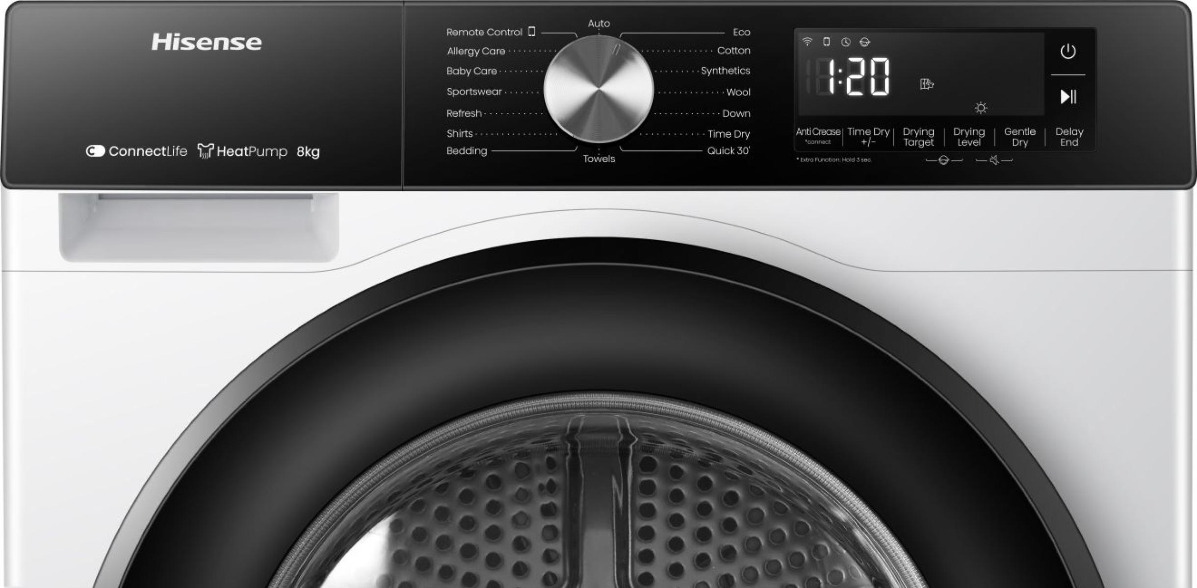 Hisense 3S Series DH3S802BW3 WiFi-enabled 8kg Heat Pump Tumble Dryer - White thumbnail image