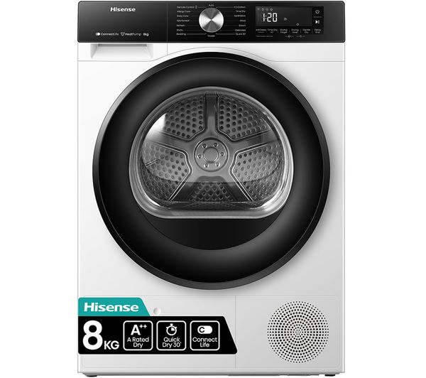 Hisense 3S Series DH3S802BW3 WiFi-enabled 8kg Heat Pump Tumble Dryer - White thumbnail image