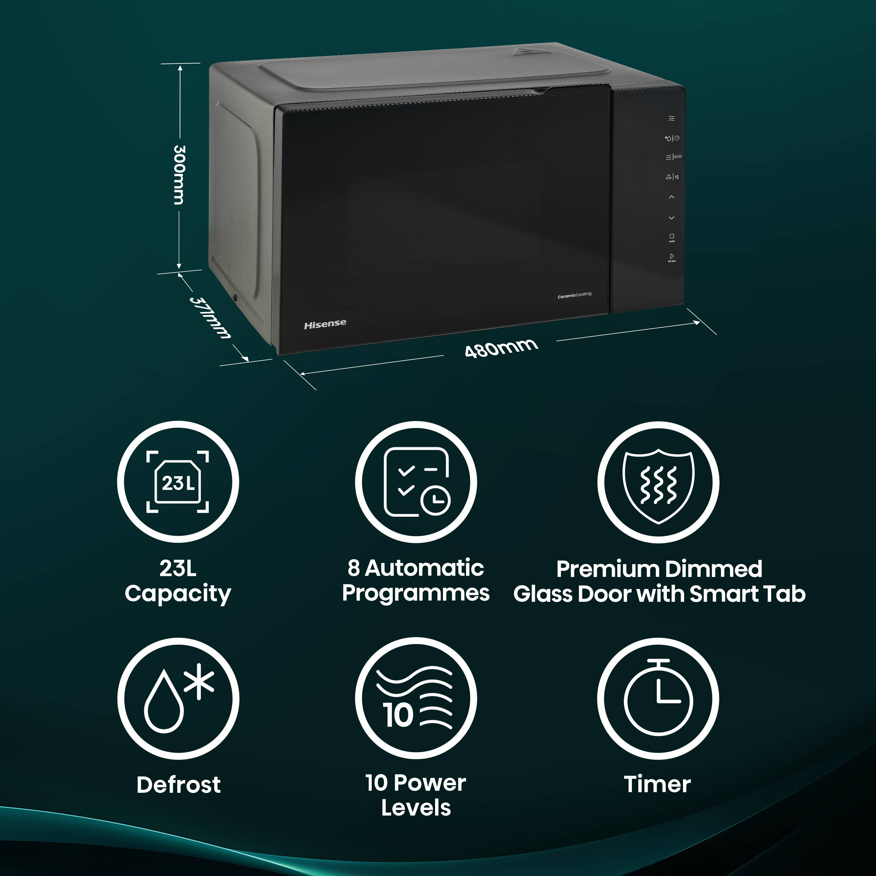 Hisense H23MOBS5H4UK 23 Litres Solo Microwave - Black thumbnail image