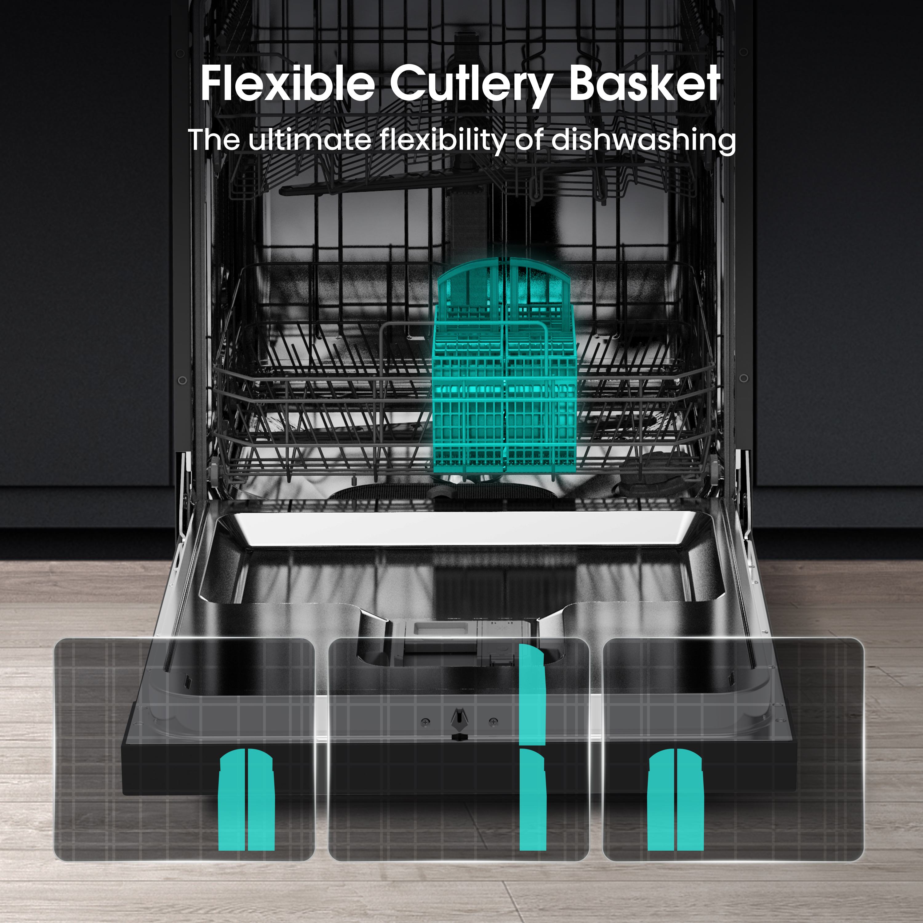 Hisense HS642D90XUK Dishwasher - Stainless Steel - 14 Place Settings thumbnail image