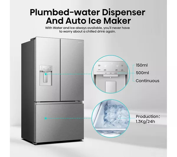 Hisense RF815N4SESE Total No Frost Plumbed American Fridge Freezer - Silver thumbnail image
