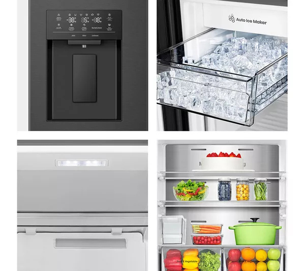 Hisense RQ5P470SYFD Total No Frost American Fridge Freezer - Black thumbnail image