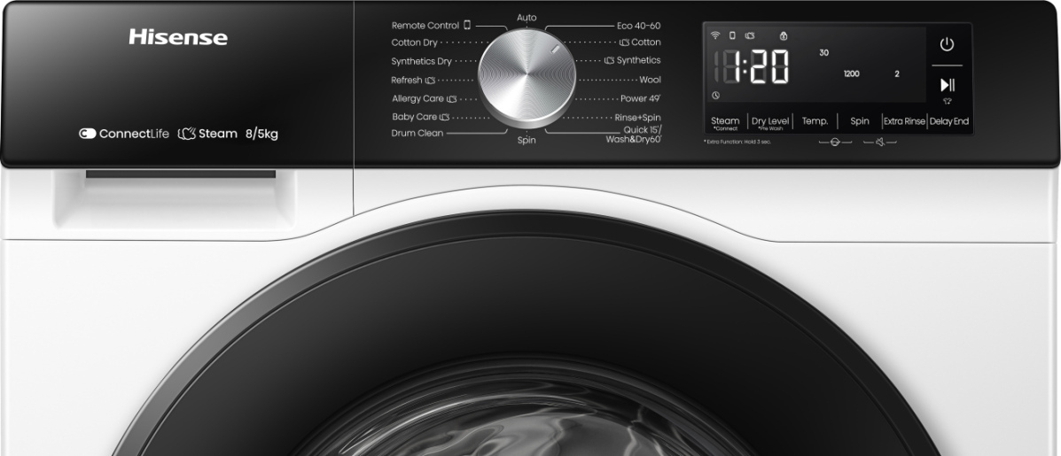 Hisense WD3S8043BW3 WiFi-enabled 8kg/5kg 1400 Spin Washer Dryer thumbnail image