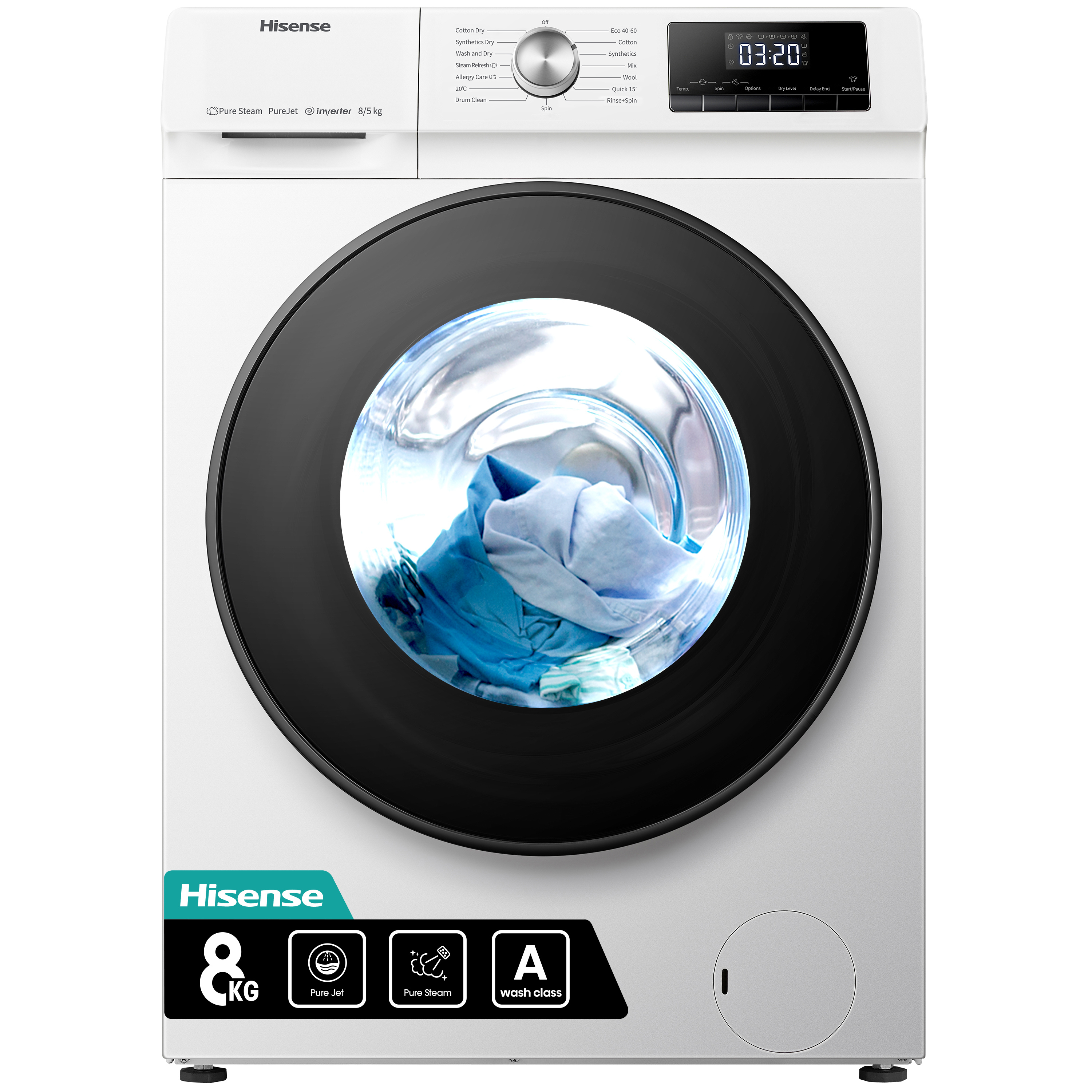 Hisense WDQA8014EVJM 8kg/5kg 1400 Spin  Washer Dryer - White thumbnail image