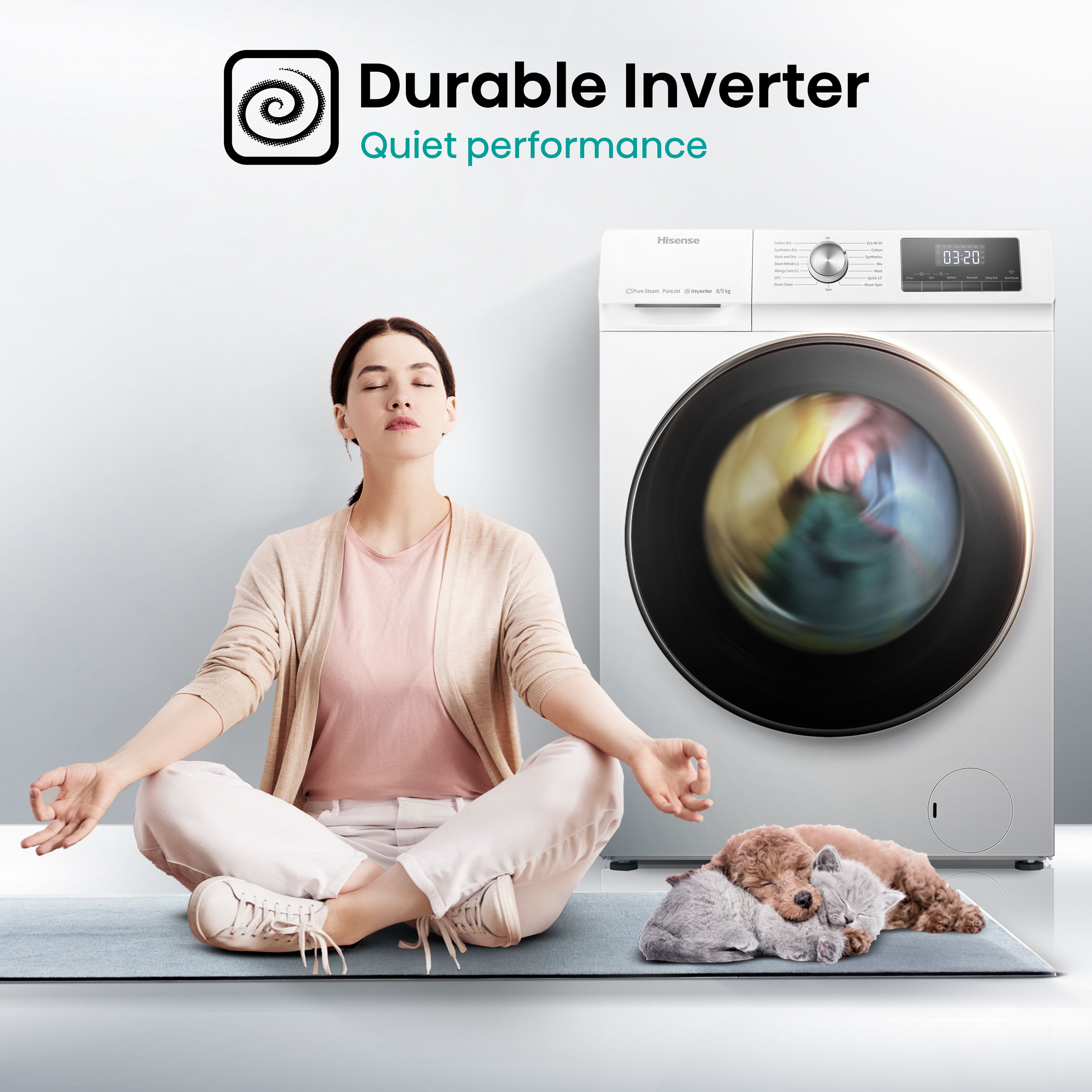 Hisense WDQA8014EVJM 8kg/5kg 1400 Spin  Washer Dryer - White thumbnail image
