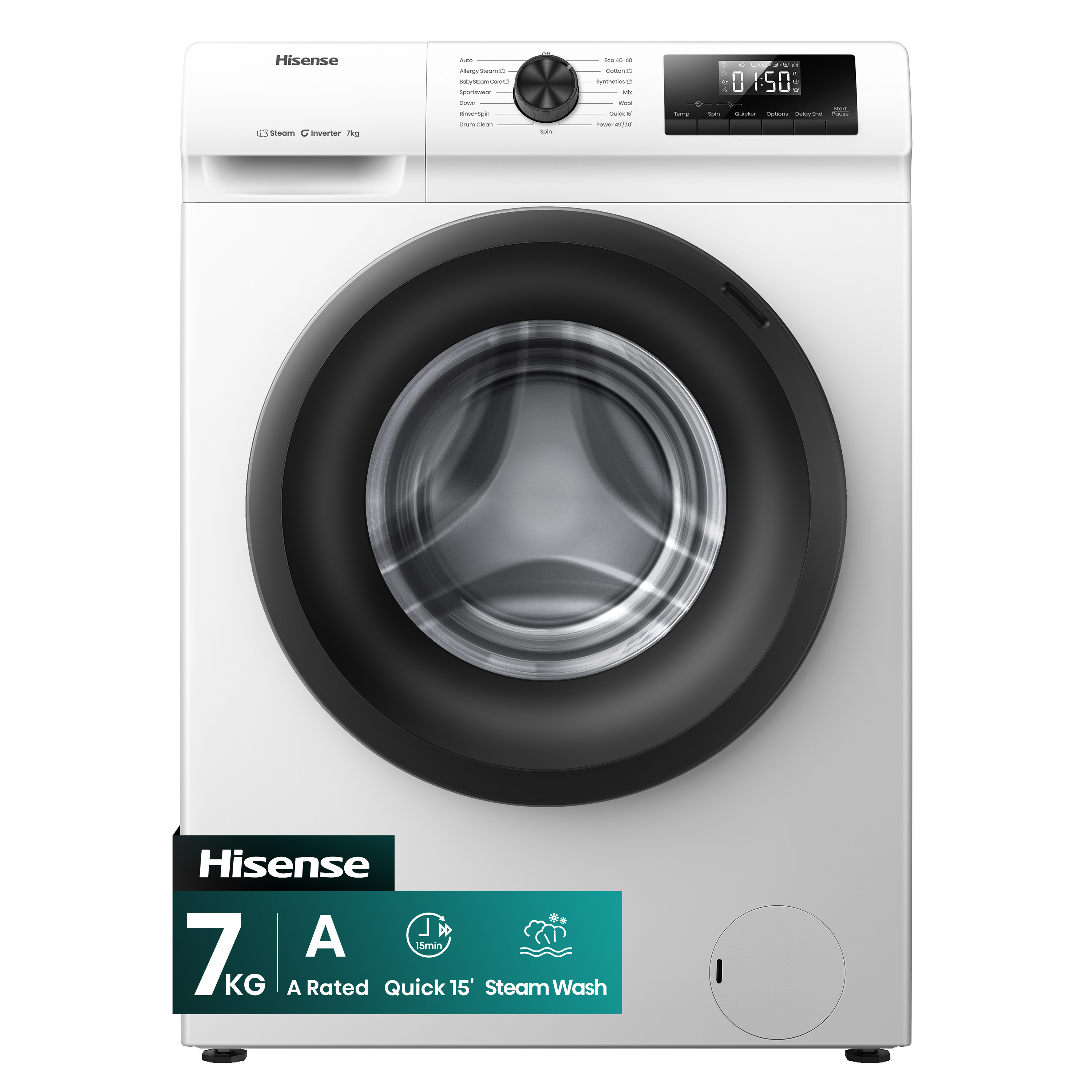 Hisense WF1Q7021BW 7kg 1200 Spin, Steam Washing Machine - White  thumbnail image