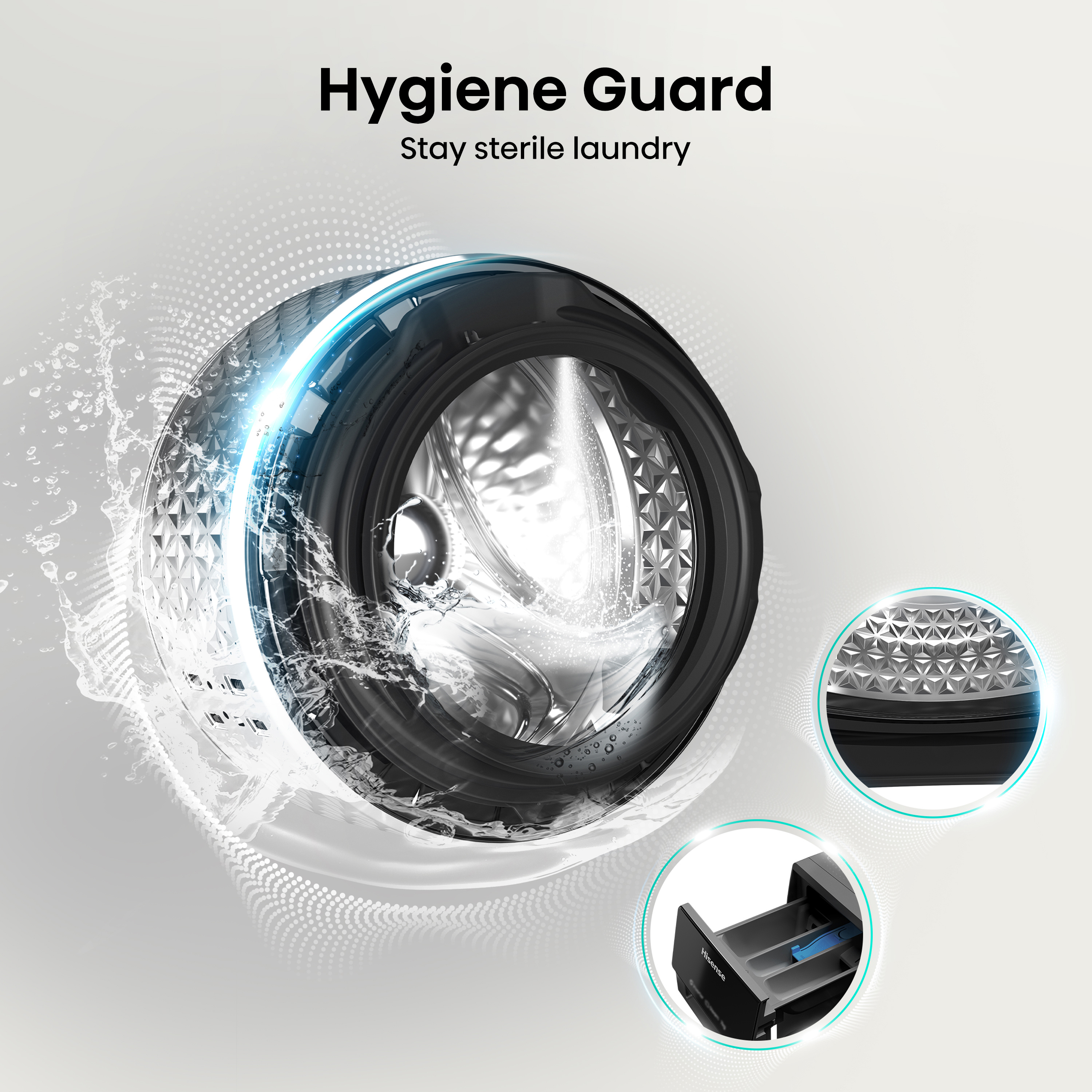 Hisense WF3S1043BB3 10.5kg 1400 Spin Steam Washing Machine - Black thumbnail image