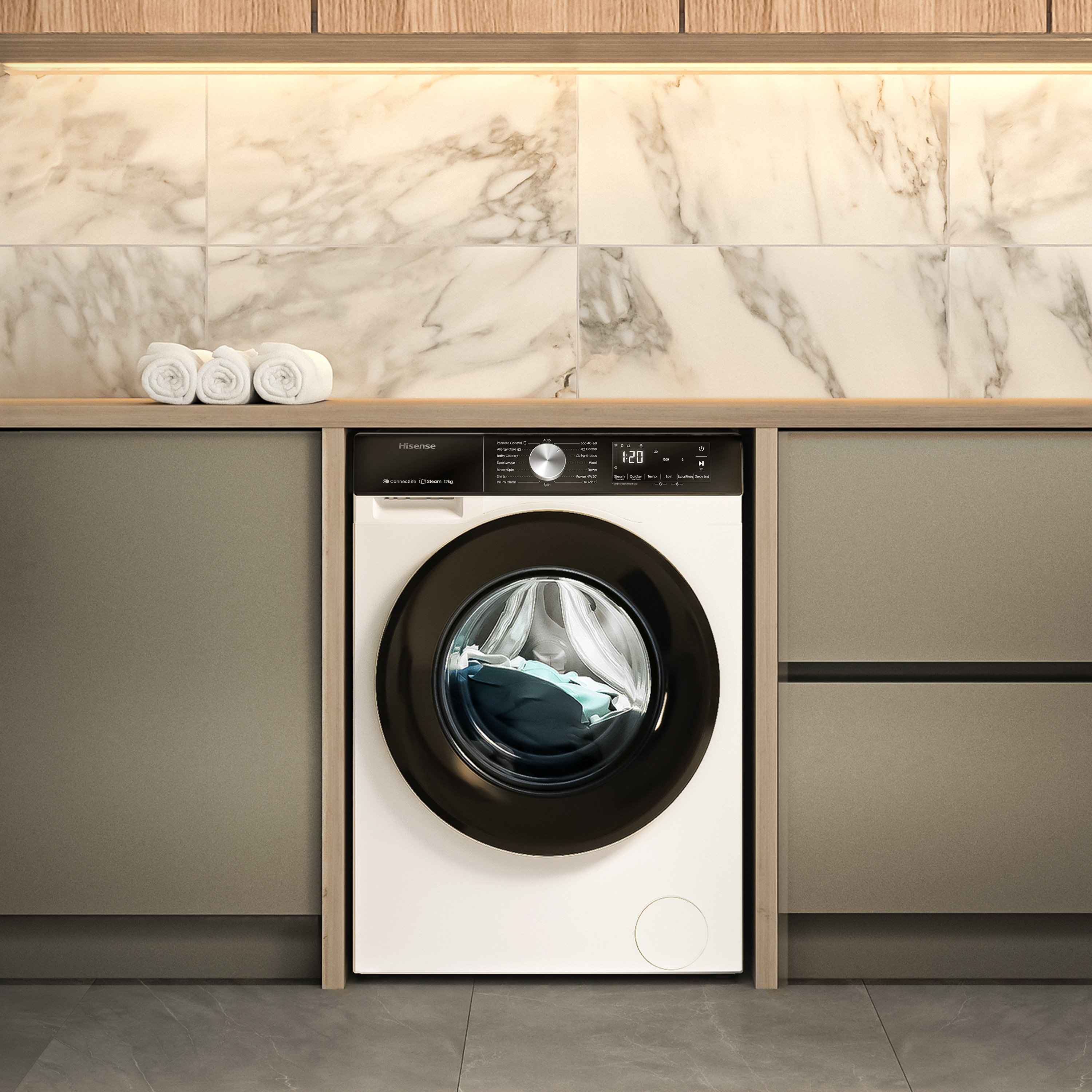Hisense WF3S1243BW3 12kg 1400 Spin, Steam Washing Machine - White thumbnail image