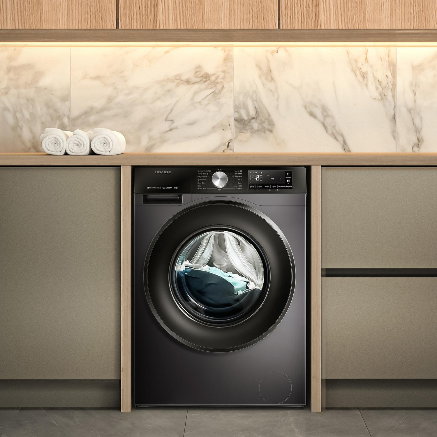 Hisense WF3S8043BB3 8kg 1400 Spin Washing Machine - Black thumbnail image