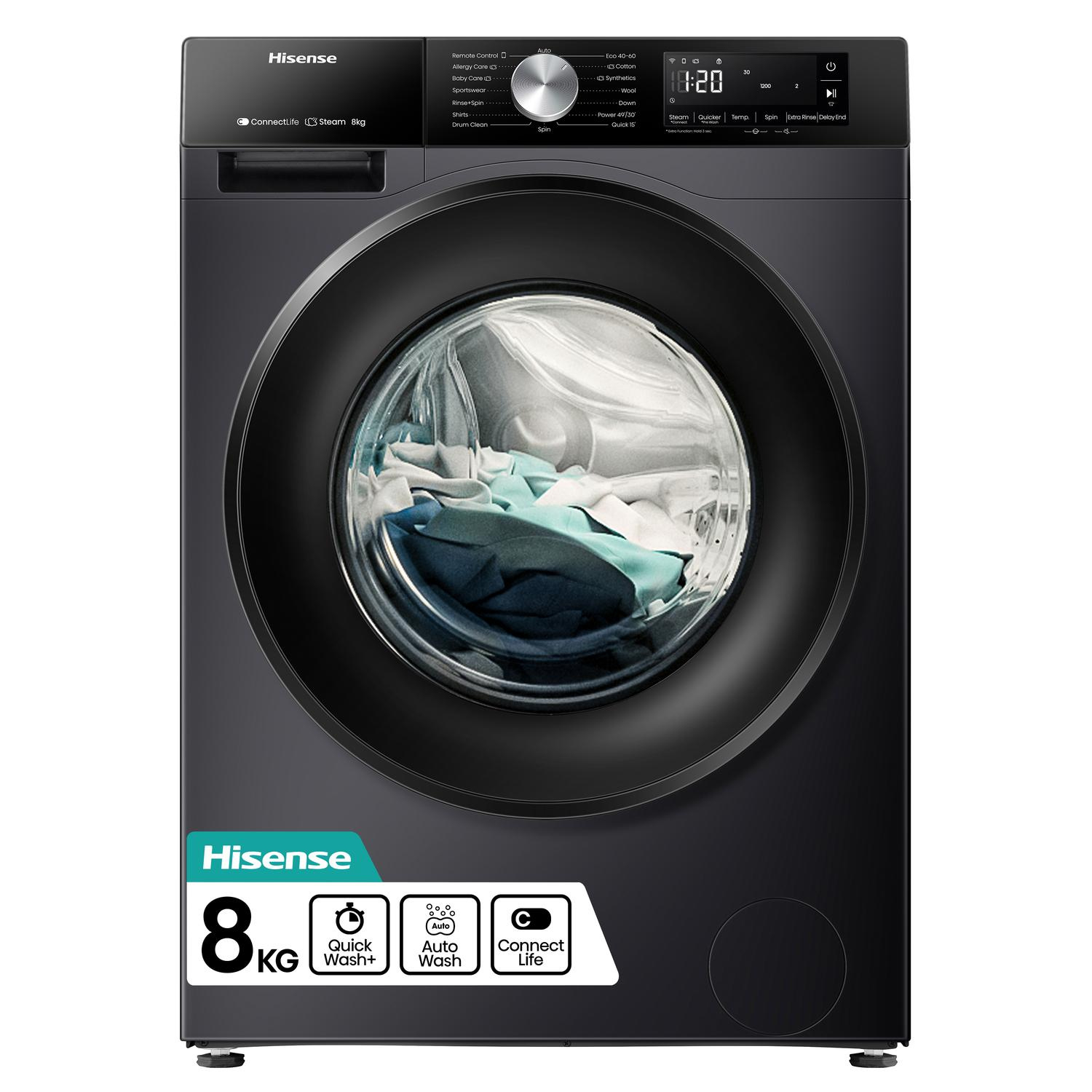 Hisense WF3S8043BB3 8kg 1400 Spin Washing Machine - Black thumbnail image