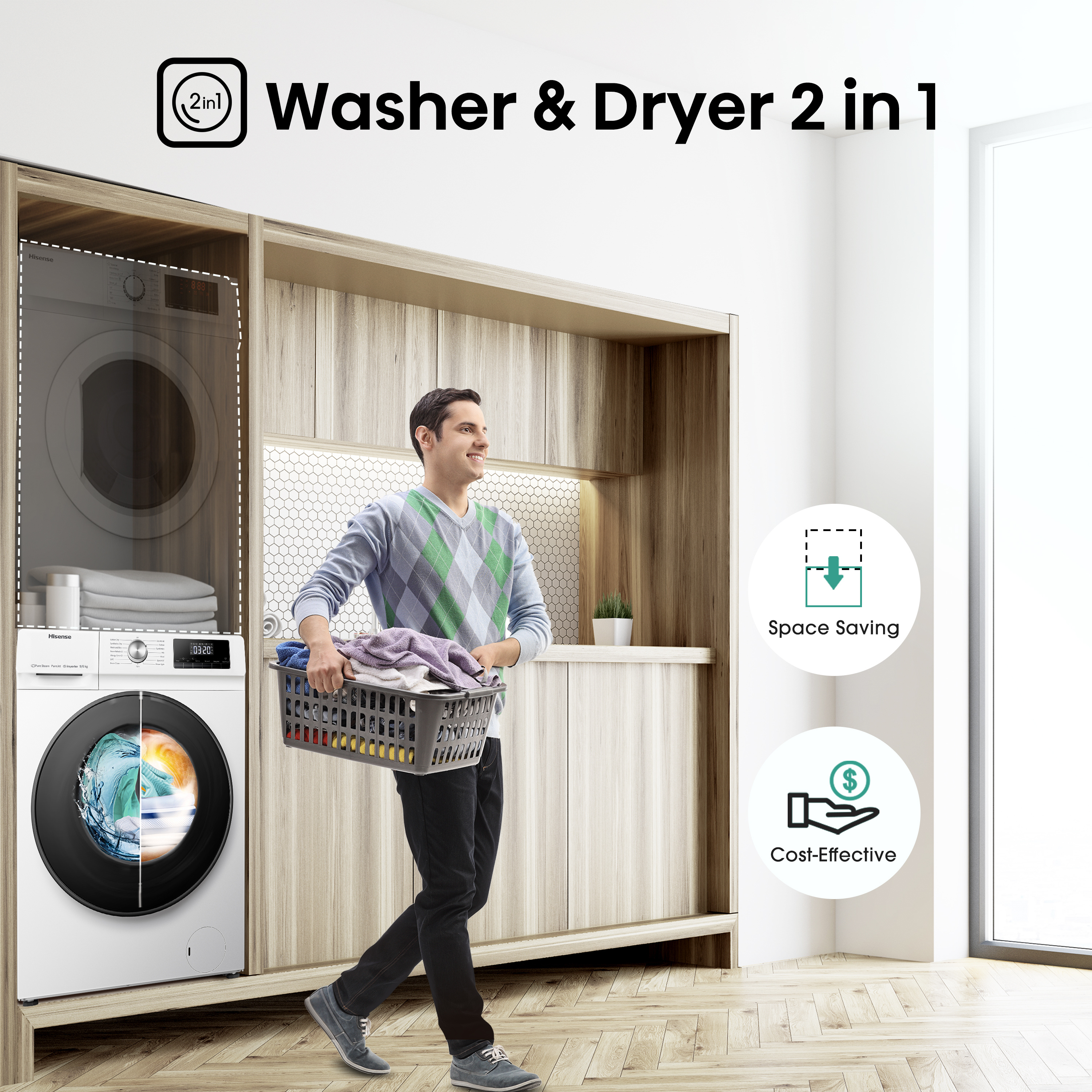 Hisense WFQA9014EVJM 9kg 1400 Spin  Washing Machine - White thumbnail image