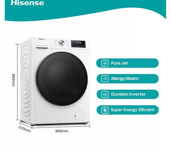 Hisense WFQA9014EVJM 9kg 1400 Spin  Washing Machine - White thumbnail image