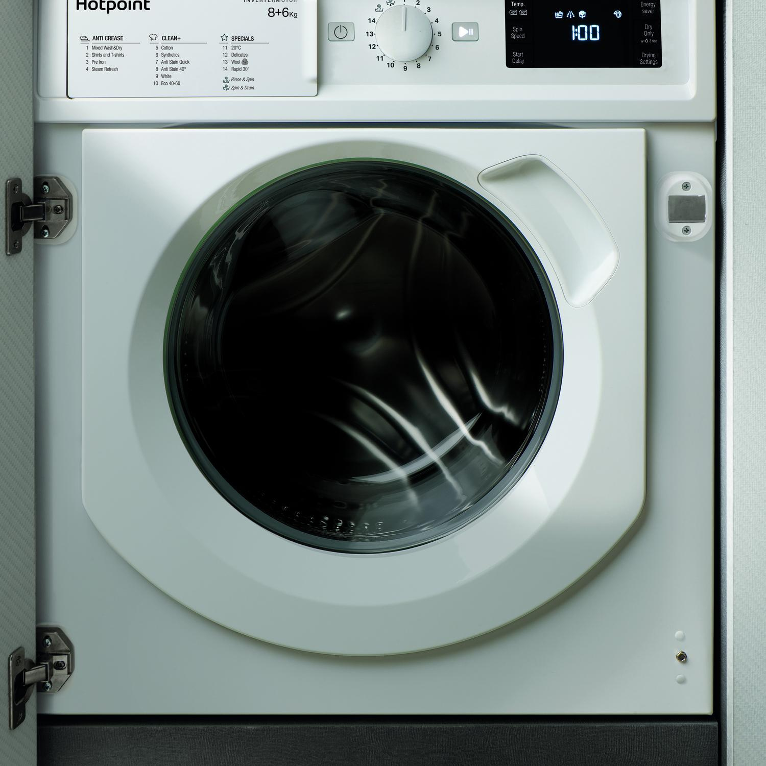 Hotpoint BIWDHG861485 8kg/6kg 1400 Spin Integrated Washer Dryer - White thumbnail image