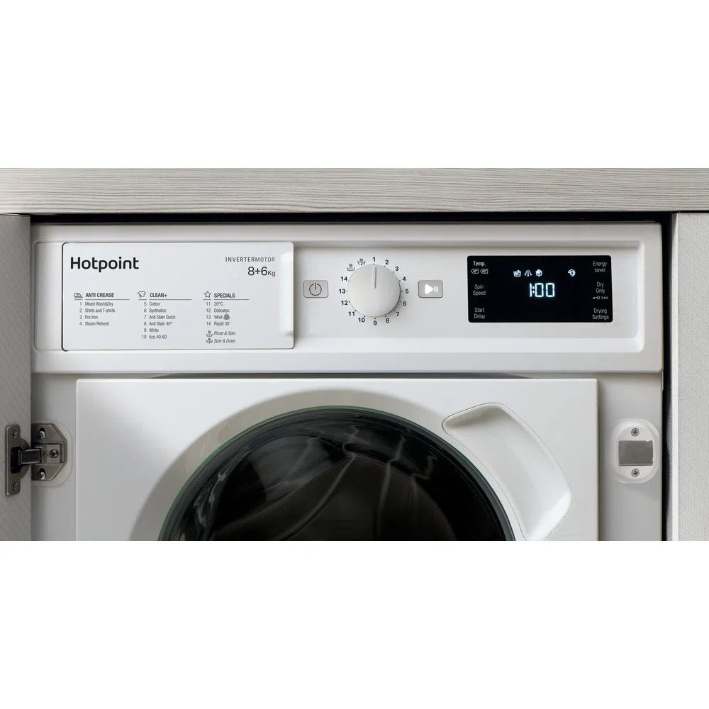 Hotpoint BIWDHG861485 8kg/6kg 1400 Spin Integrated Washer Dryer - White thumbnail image