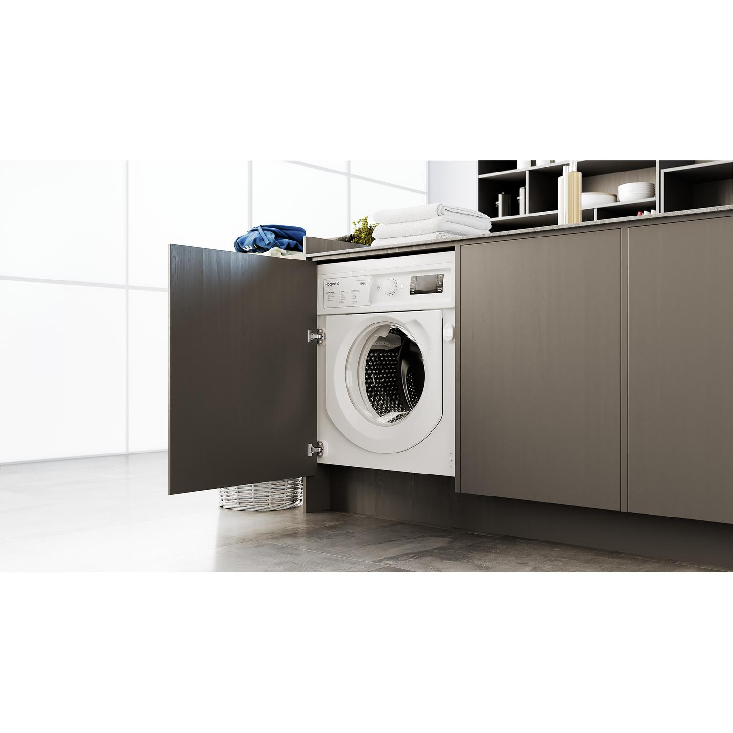 Hotpoint BIWDHG961485 9kg/6kg 1400 Spin Integrated Washer Dryer - White thumbnail image