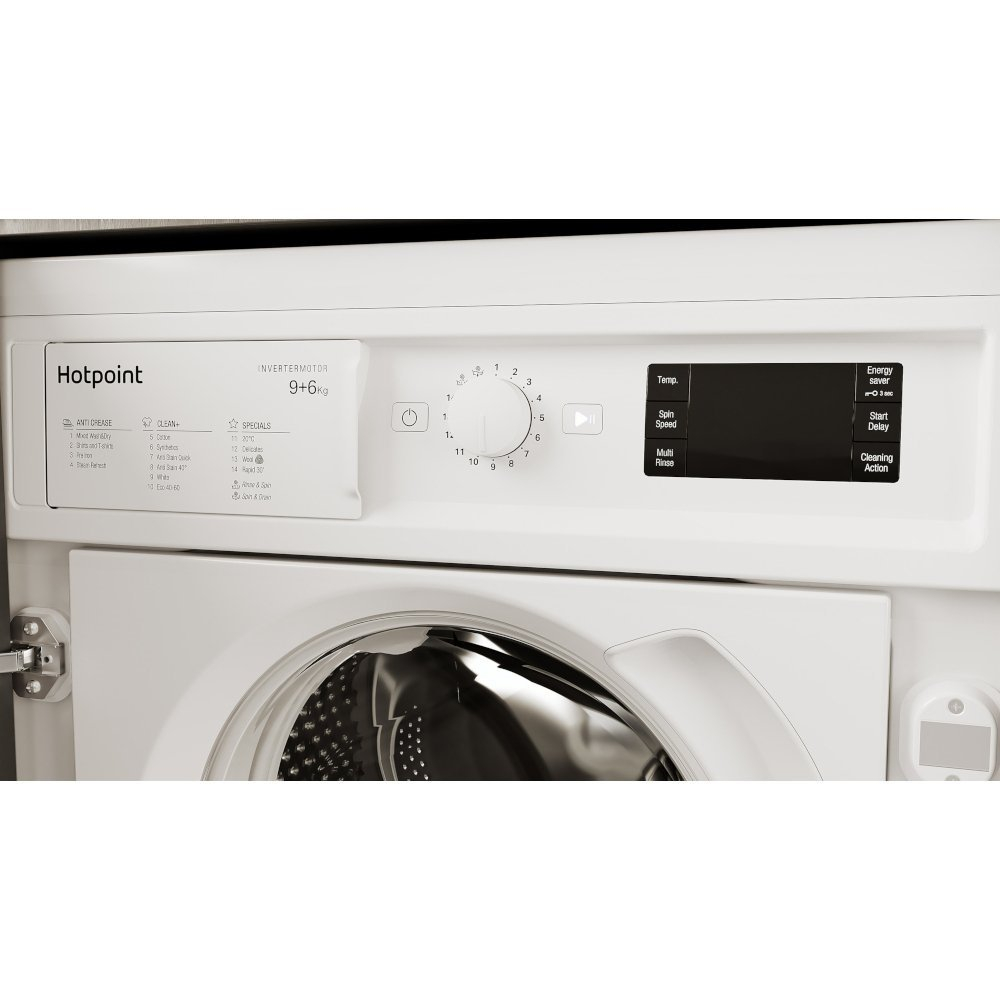 Hotpoint BIWDHG961485 9kg/6kg 1400 Spin Integrated Washer Dryer - White thumbnail image