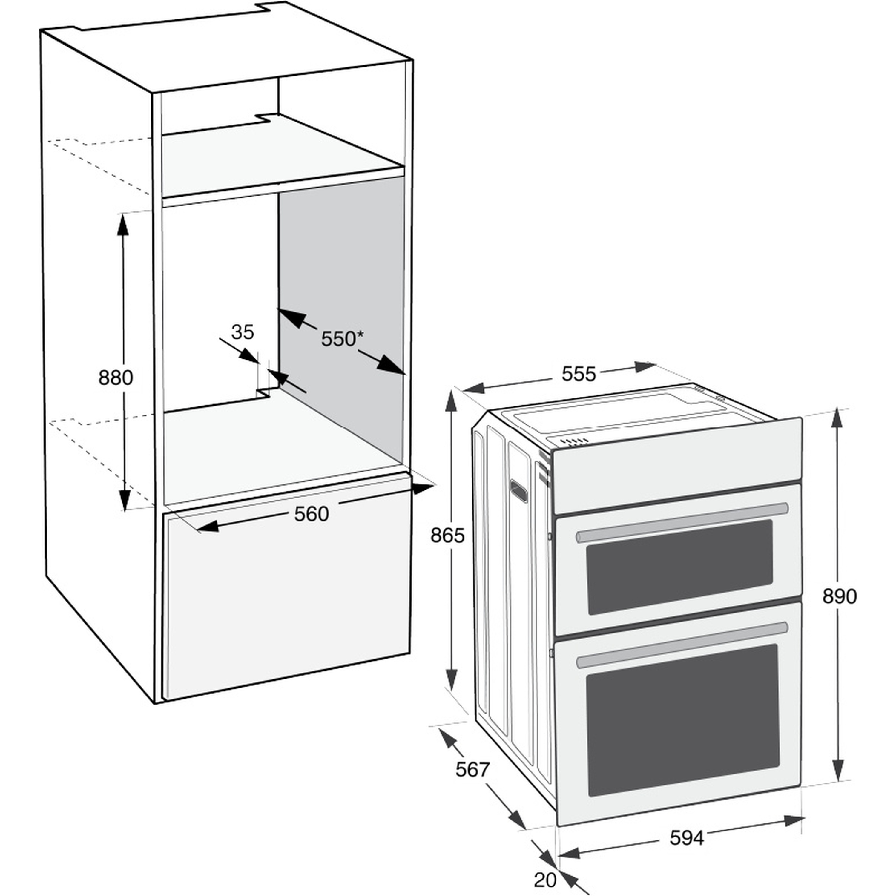 Hotpoint DIH10DW 89cm Built In Electric Double Oven - White thumbnail image