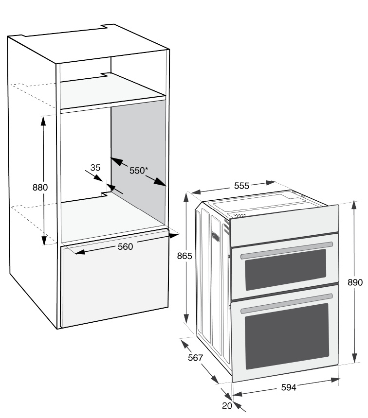 Hotpoint DIH82DIX 59.4cm Built In Electric Double Oven - Stainless Steel thumbnail image