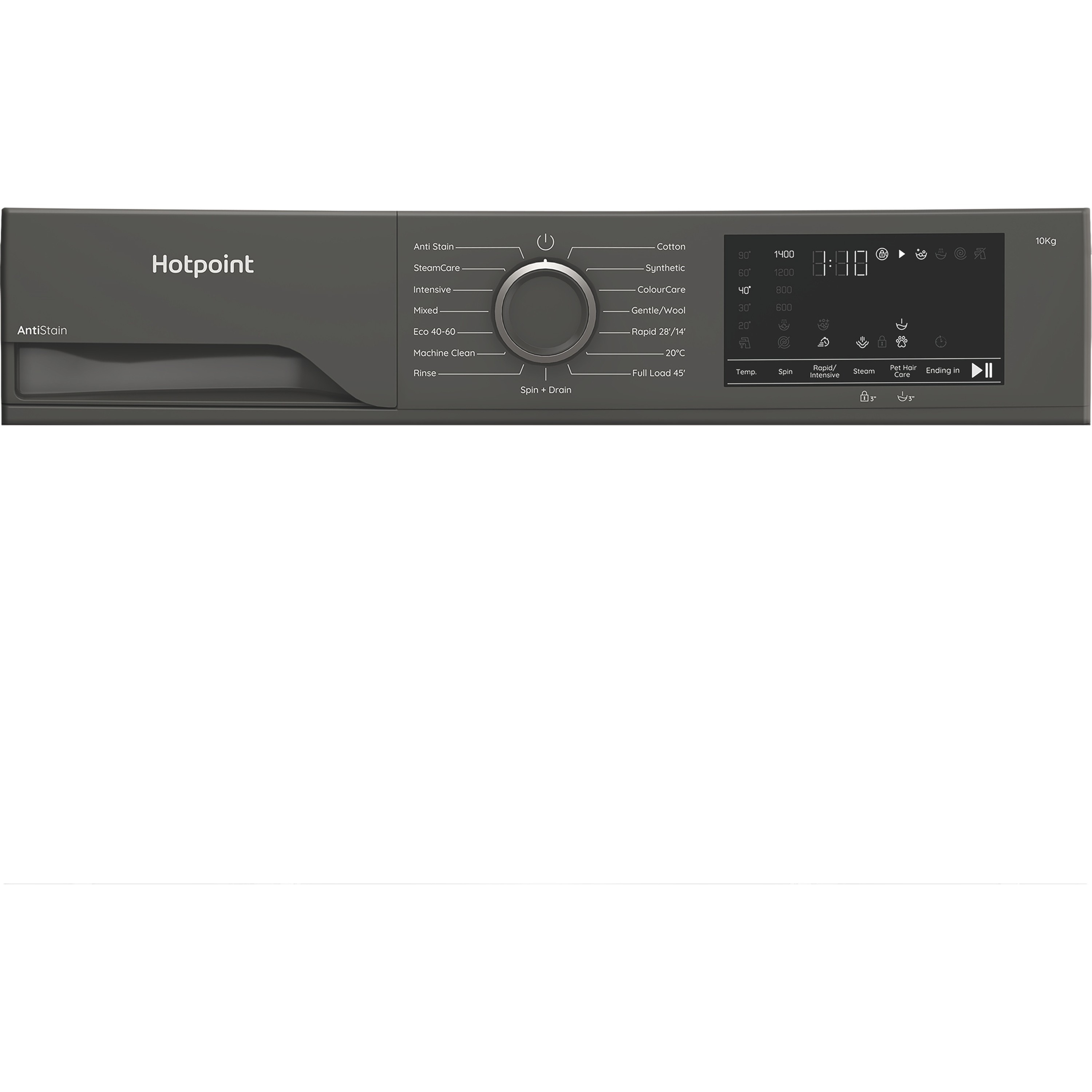 Hotpoint H101GANTISTAIN 10kg 1400 Spin Washing Machine with PetHairCare - Graphite thumbnail image