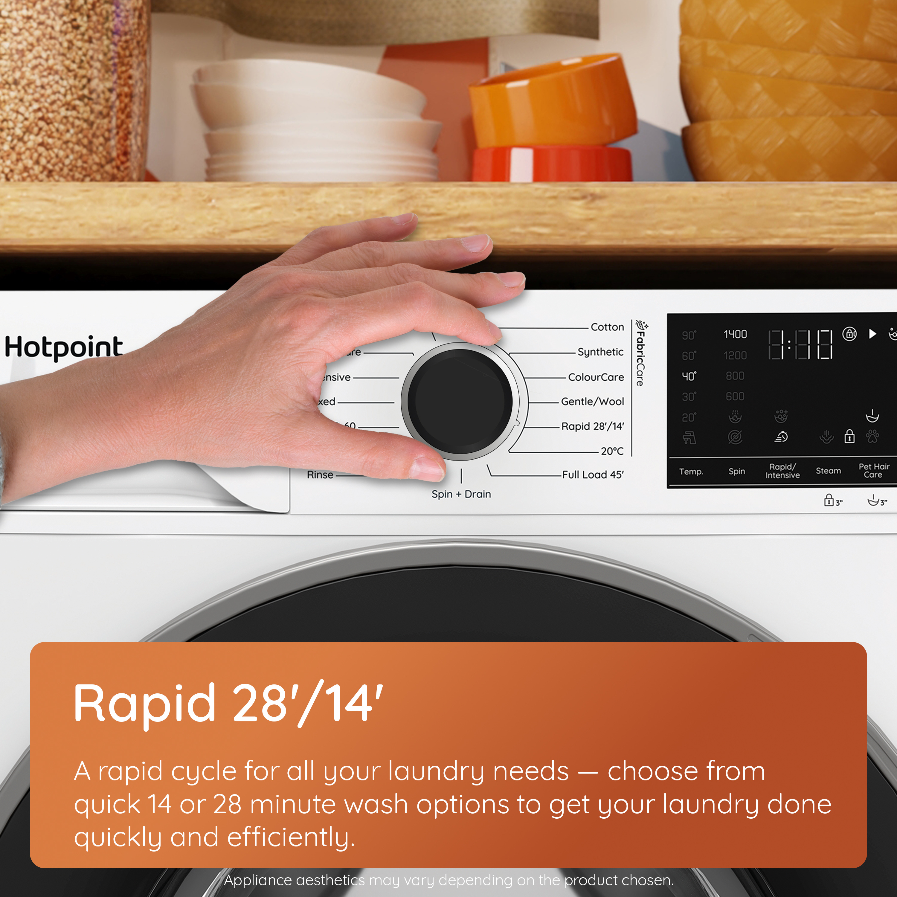 Hotpoint HBWH 93 CARE UK 9kg 1400 spin Washing Machine - White thumbnail image