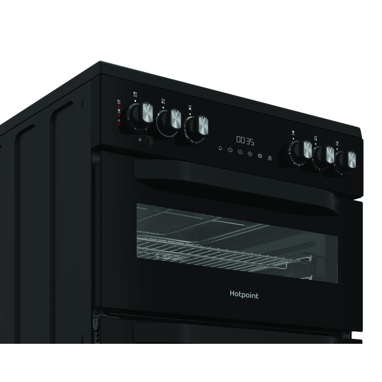 Hotpoint HDE6VDCASB1 60cm Double Oven Electric Cooker with Ceramic Hob - Black thumbnail image
