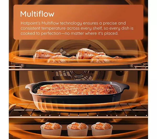 Hotpoint HDE6VDW 60cm Double Electric Ceramic Cooker - White thumbnail image