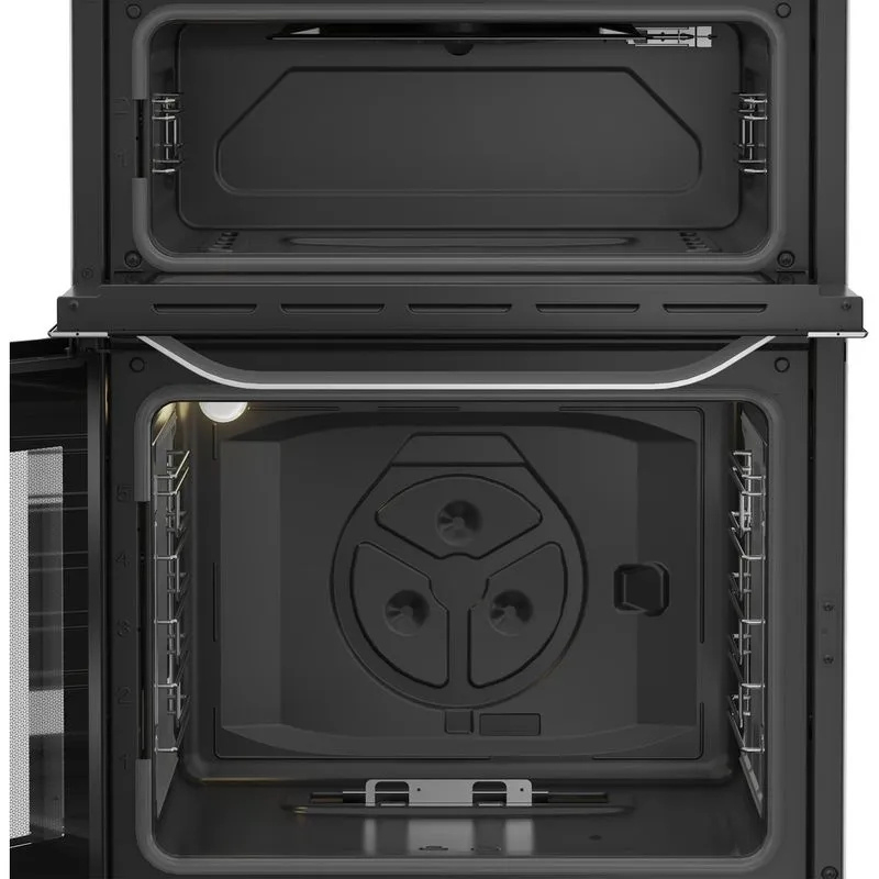 Hotpoint HDG6GDCWX 60cm Gas Double Oven Cooker with Glass Lid - Stainless Steel Finish thumbnail image