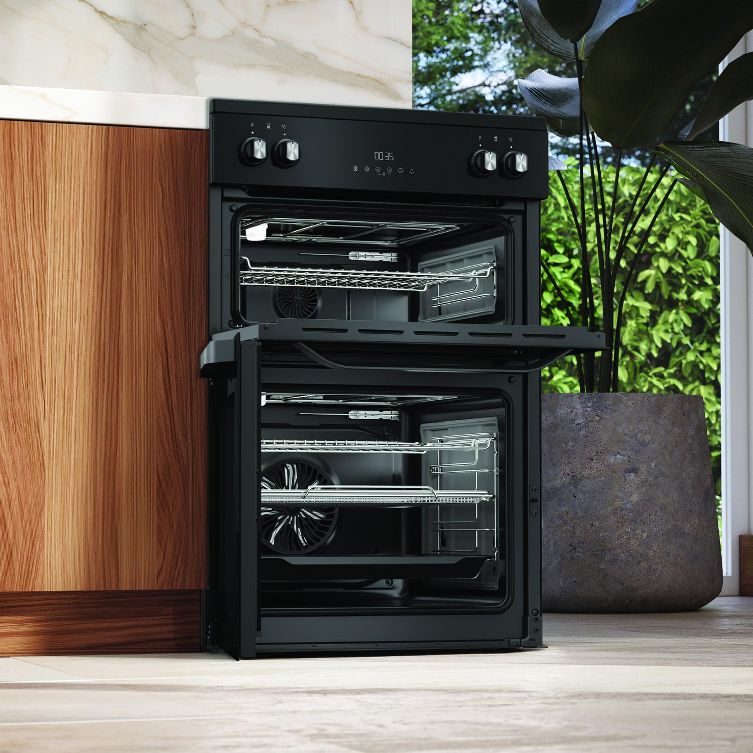 Hotpoint HDME6VDC2AB 60cm Double Oven Electric Cooker with Ceramic Hob - Black thumbnail image