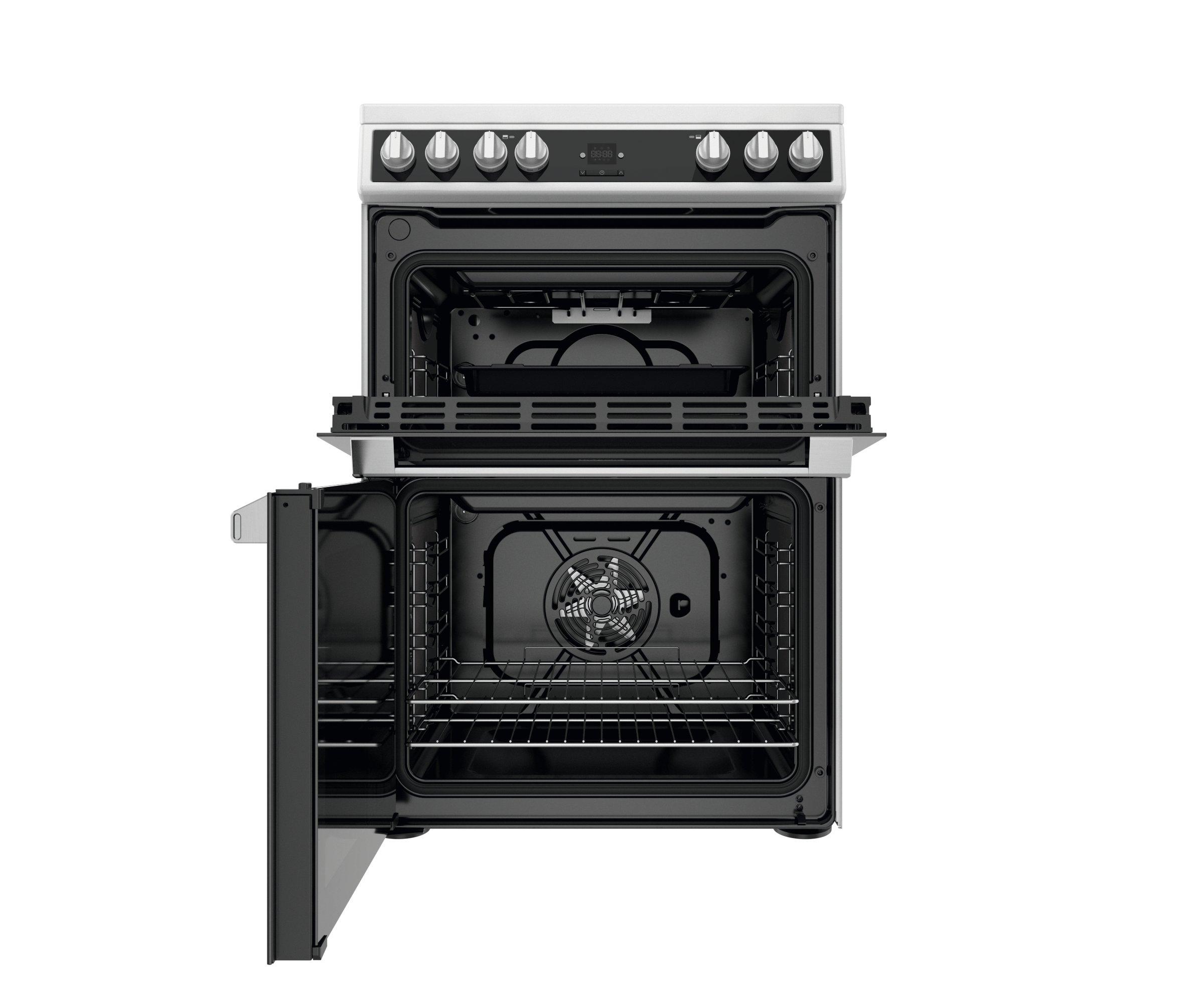 Hotpoint HDT67V9H2CW_UK 60cm Double Electric Cooker with Ceramic Hob - Black/White thumbnail image