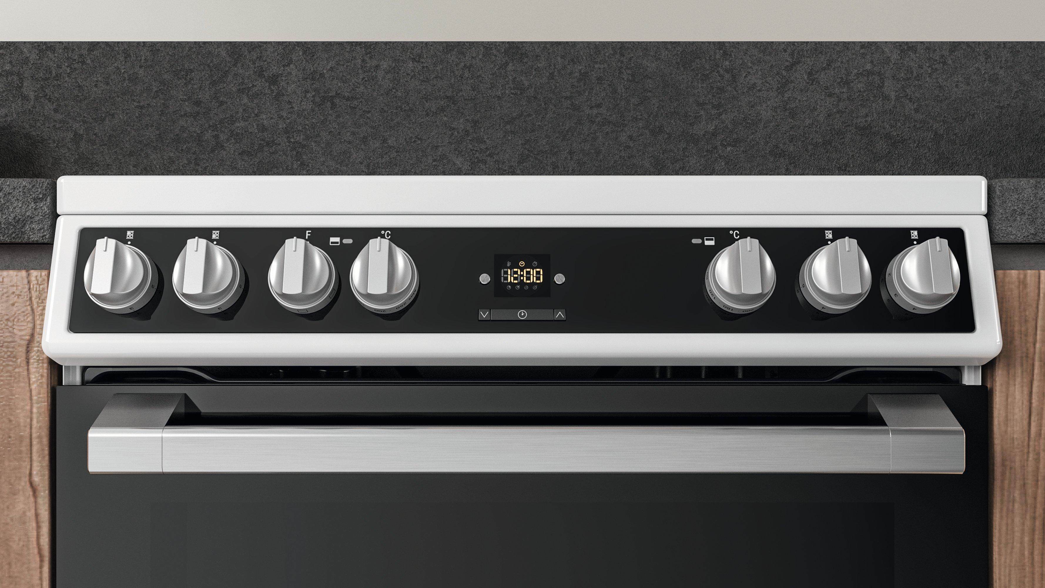 Hotpoint HDT67V9H2CW_UK 60cm Double Electric Cooker with Ceramic Hob - Black/White thumbnail image