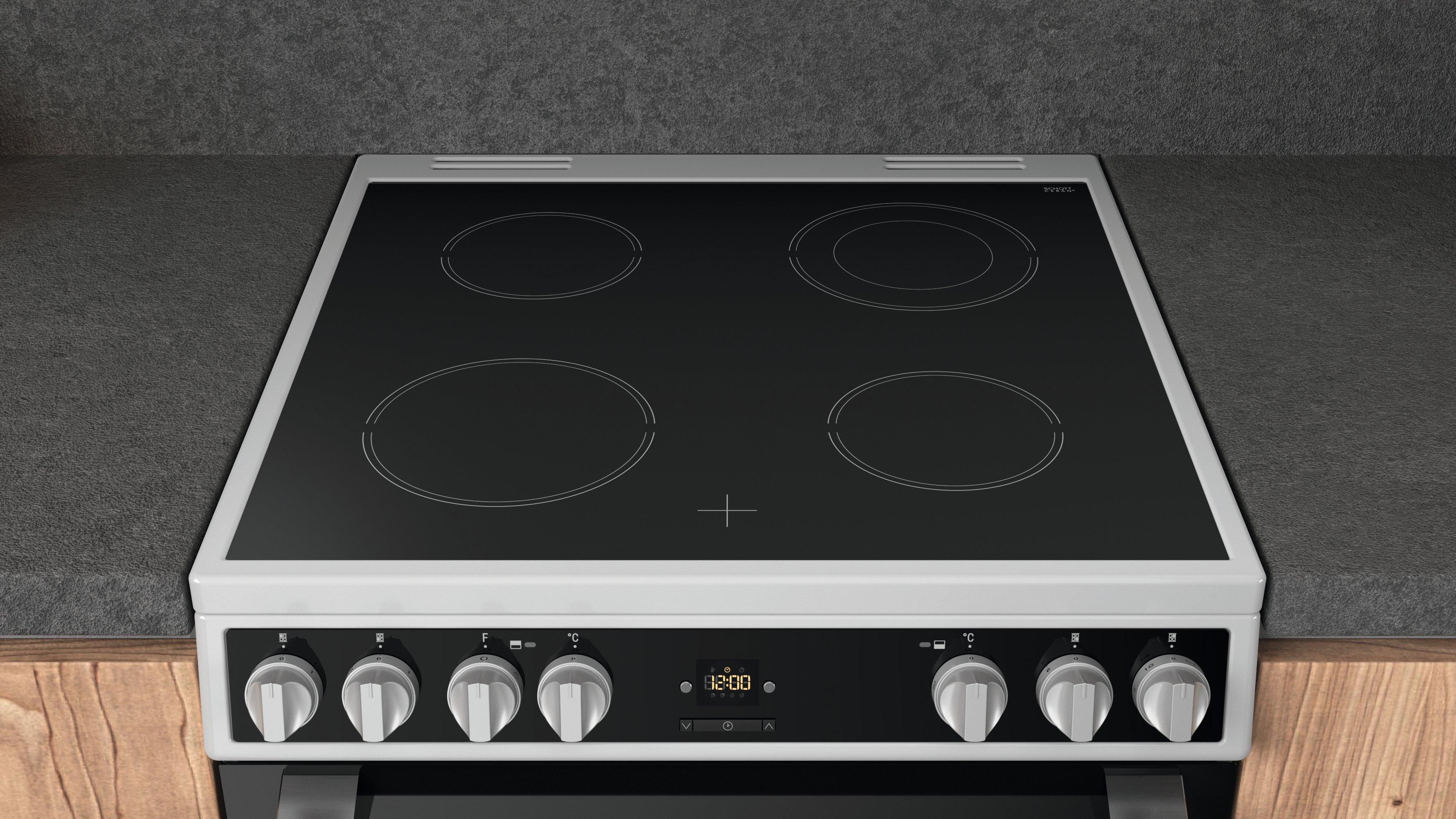 Hotpoint HDT67V9H2CW_UK 60cm Double Electric Cooker with Ceramic Hob - Black/White thumbnail image