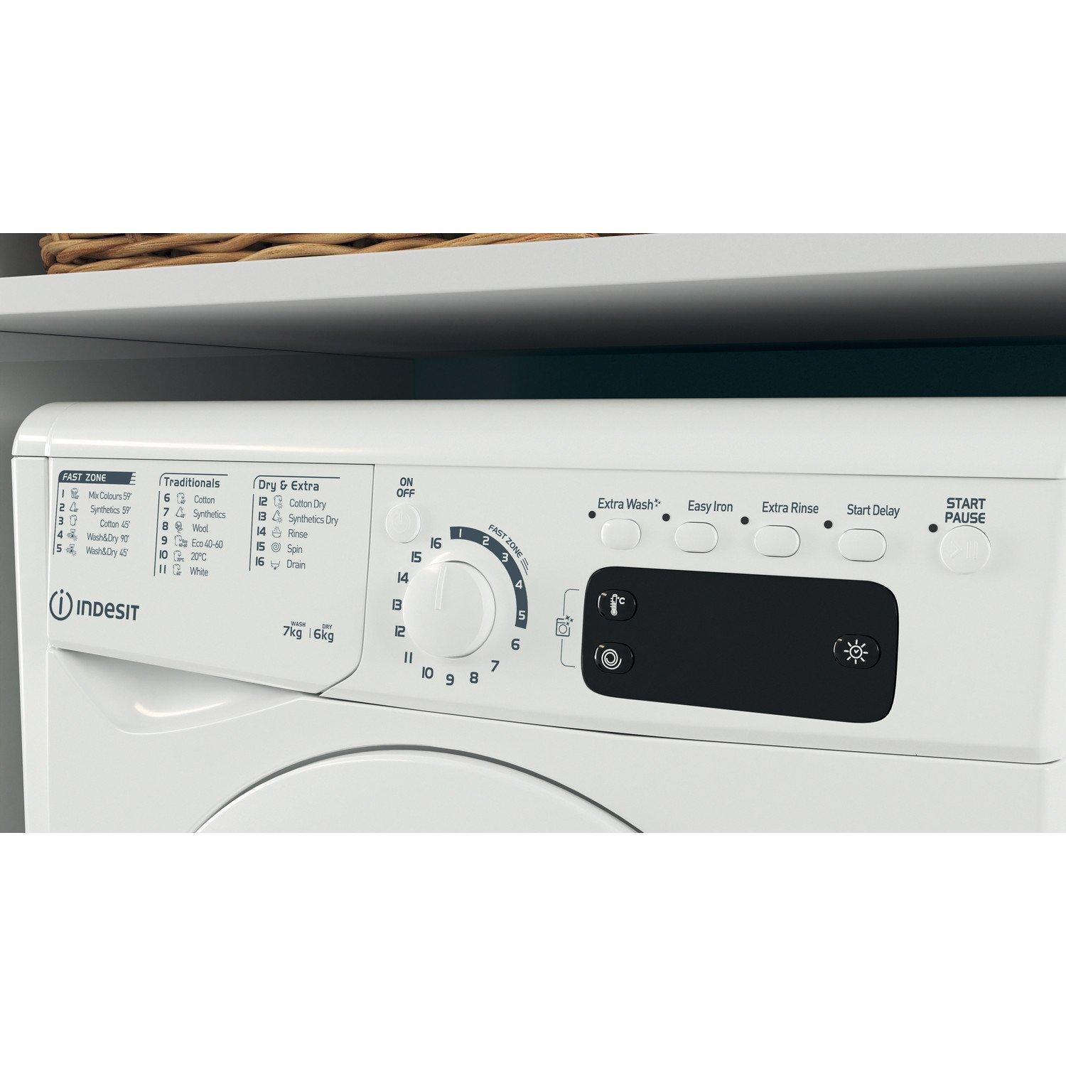 Indesit EWDE761483WUK 7kg/6kg 1400 Spin  Washer Dryer - White thumbnail image