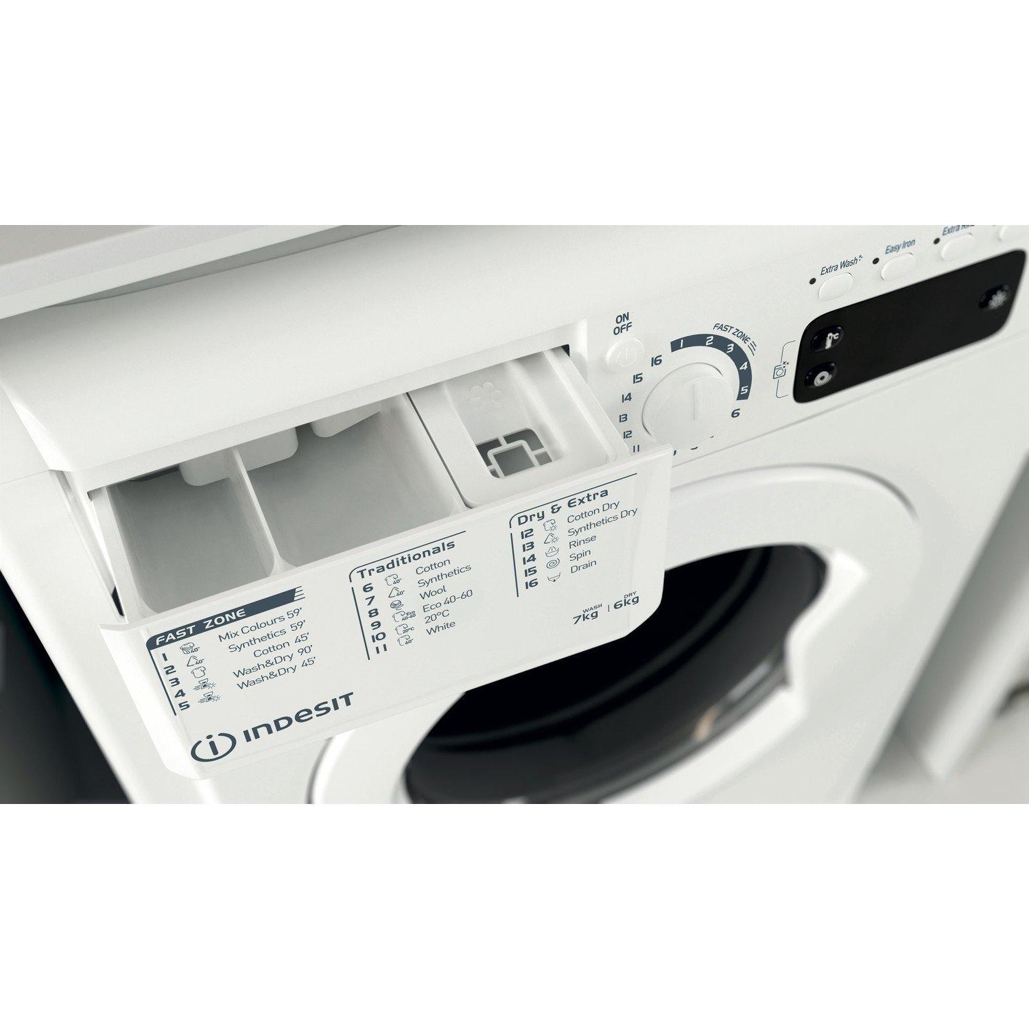 Indesit EWDE761483WUK 7kg/6kg 1400 Spin  Washer Dryer - White thumbnail image