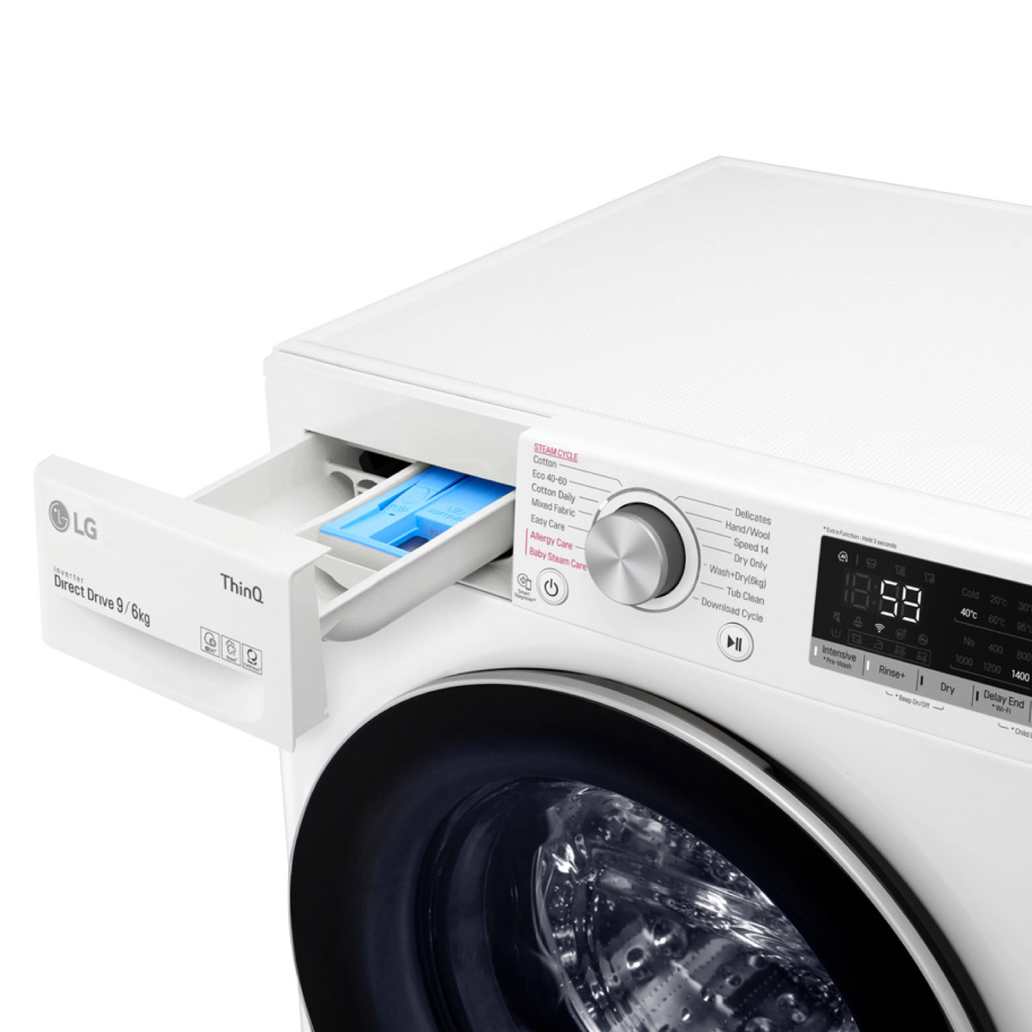 LG FWV696WSE 9kg/6kg 1400 Spin Washer Dryer - White thumbnail image