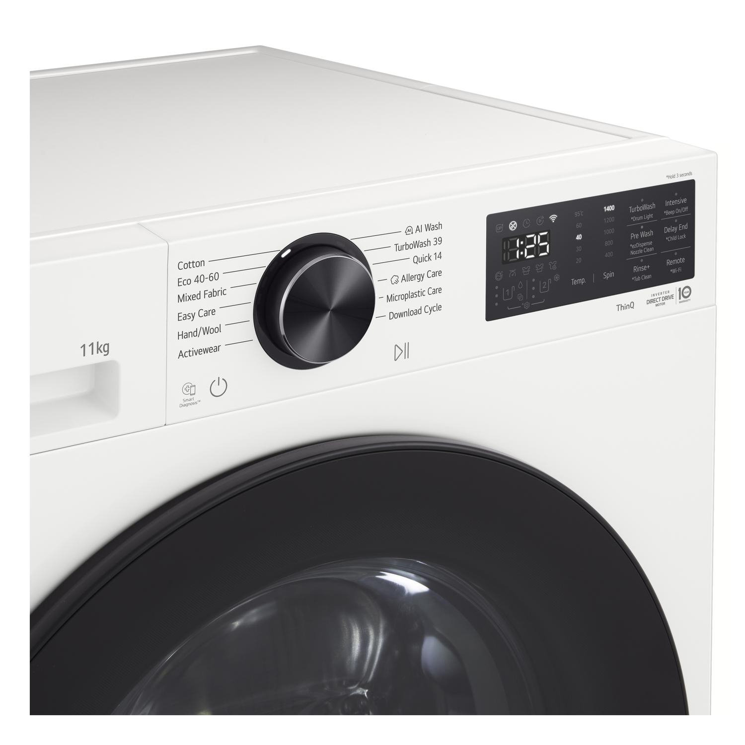 LG Series 5 AI Direct Drive F4X5011TWB - 11 kg 1400 Spin Washing Machine - White thumbnail image